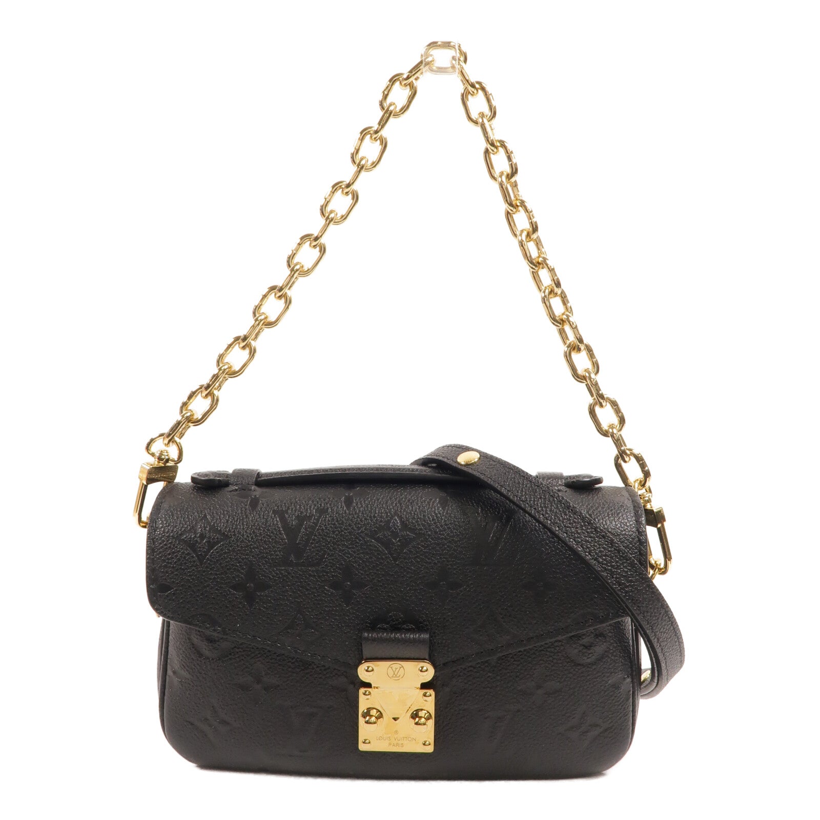 LOUIS VUITTON Monogram Empreinte Pochette Metis East West鏈帶手挽肩背兩用袋