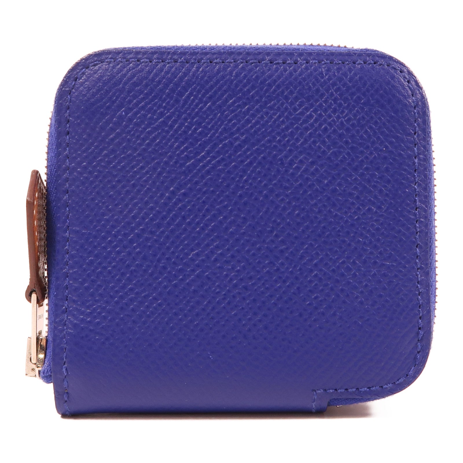 HERMES Epsom皮革Coin Purse銀扣零錢包Bleu Electrique