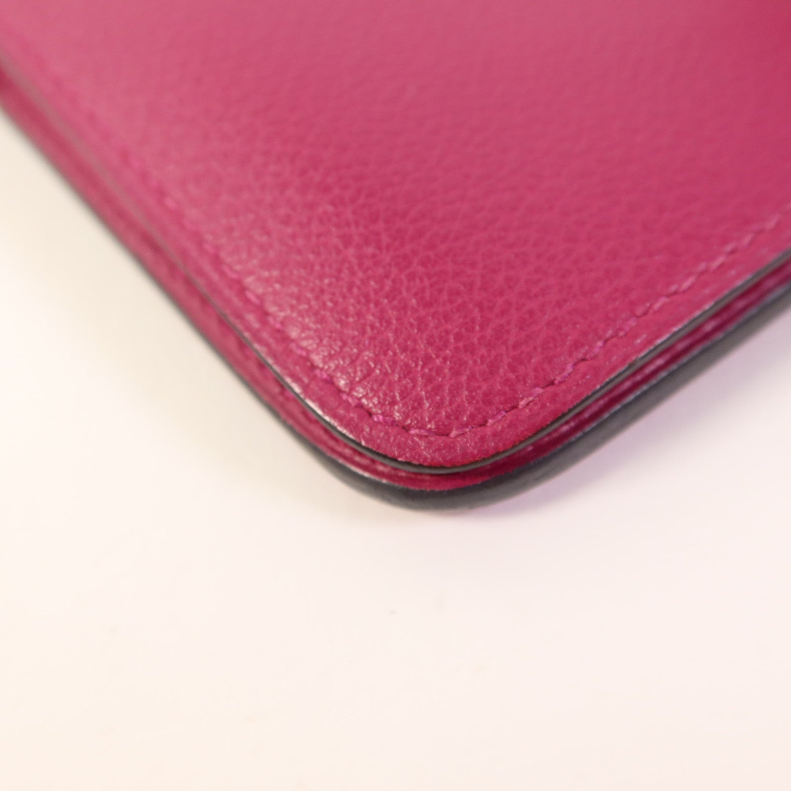 HERMES Evercolor皮革Dogon Compact Bifold Wallet銀扣錢包Rose Pourpre