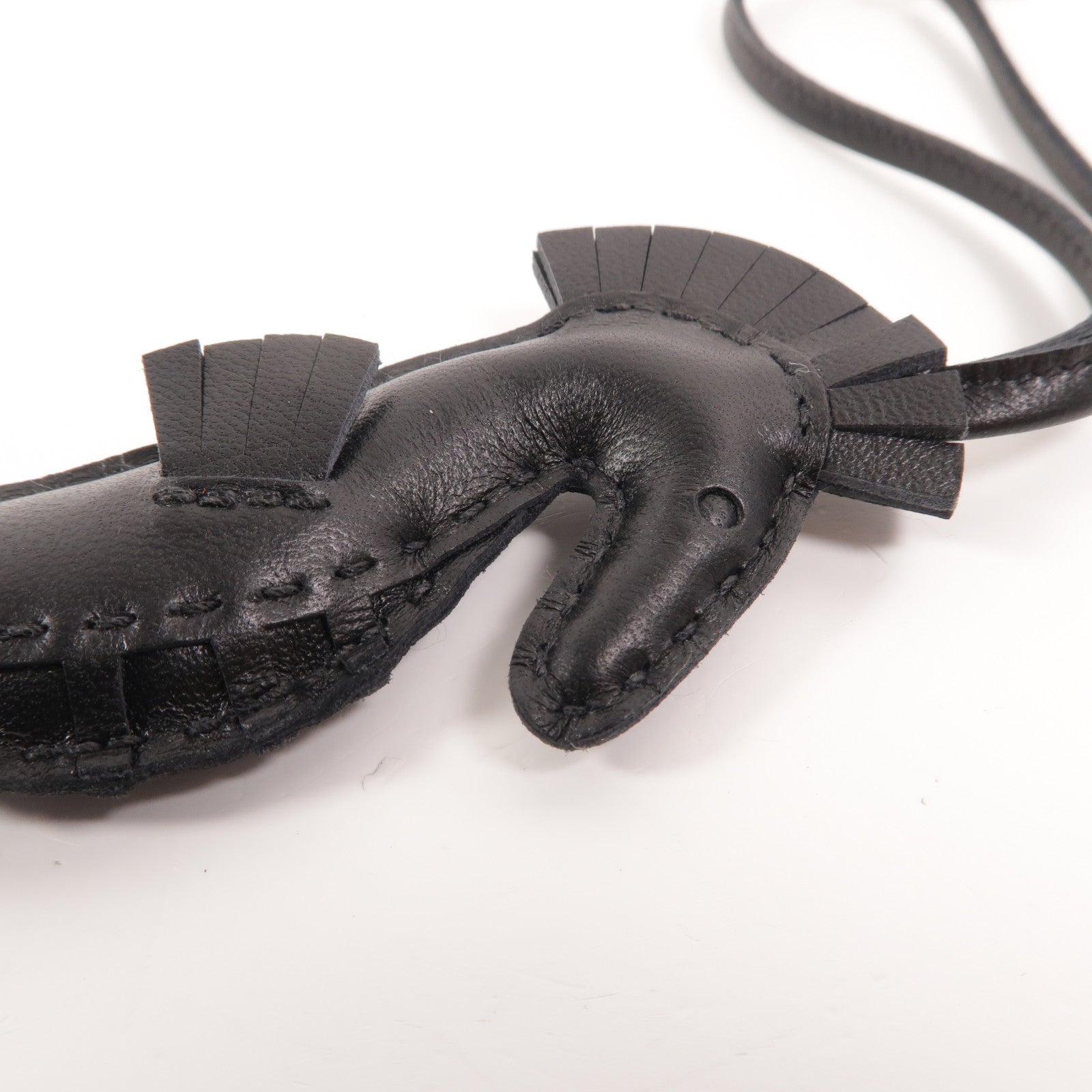 HERMES Milo皮革Seahorse Charm掛飾Noir