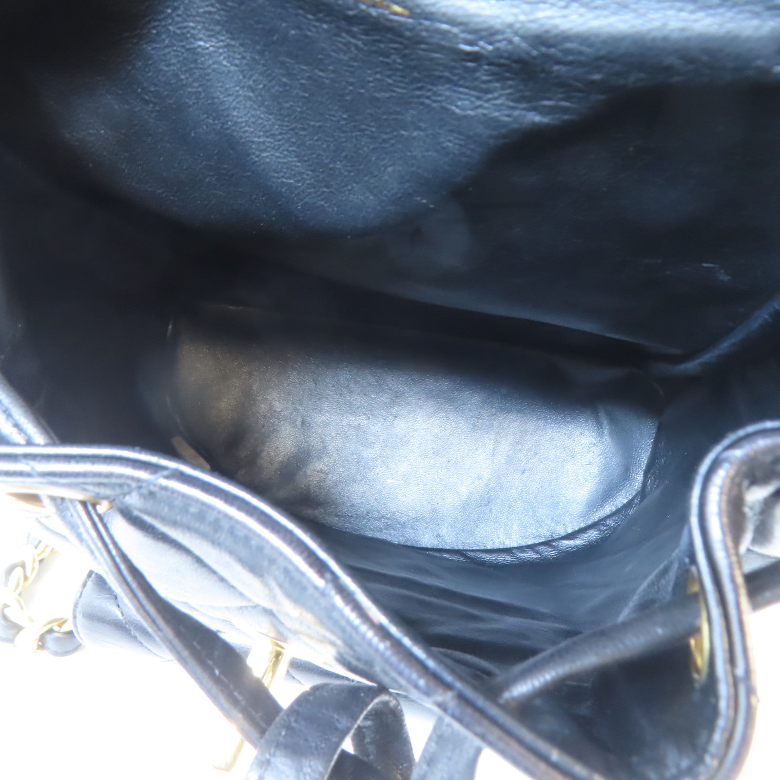 CHANEL 菱格羊皮皮革Vintage Backpack金扣背包黑色