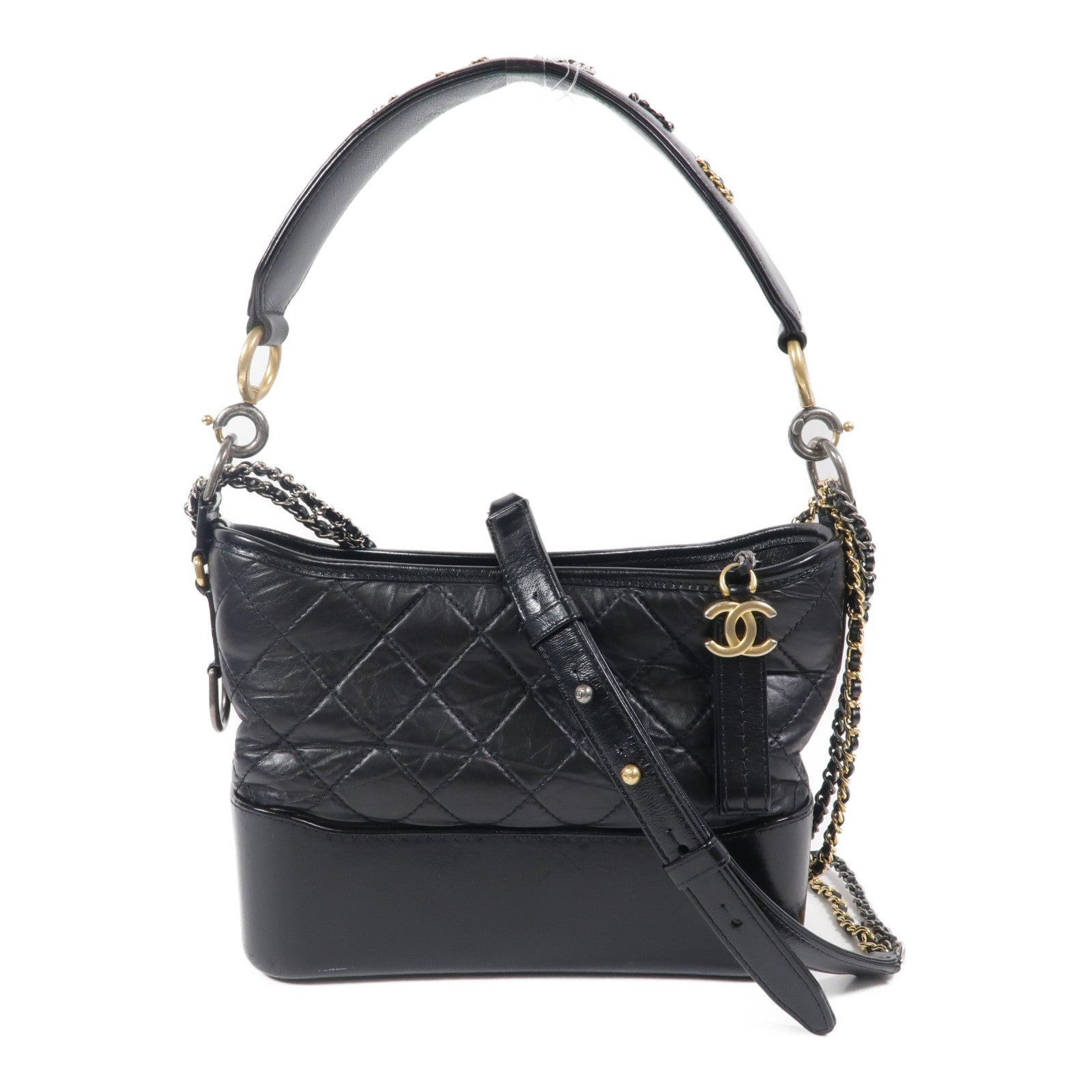 CHANEL 牛皮皮革Gabrielle Medium With Handle鏈帶手挽肩背兩用袋
