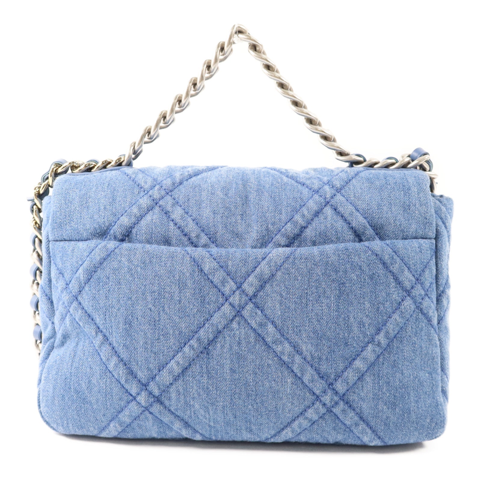 CHANEL 牛仔布Chanel 19鏈帶手挽肩背兩用袋