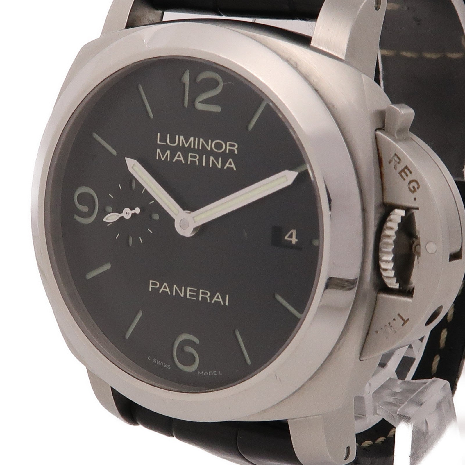 PANERAI Luminor Marina 1950不鏽鋼/皮革帶手錶自動機芯黑色