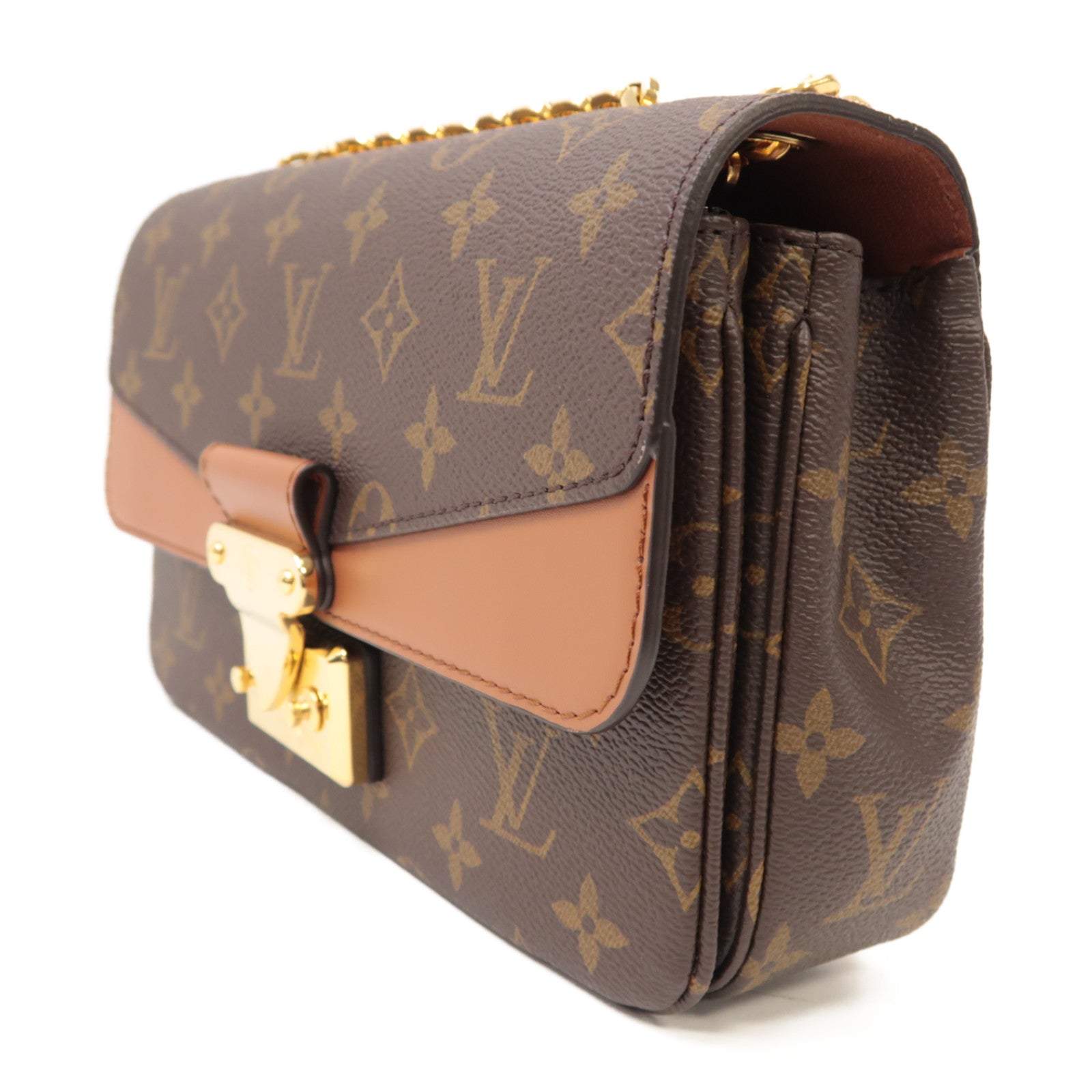 LOUIS VUITTON Monogram Marceau金扣鏈帶肩背袋棕色