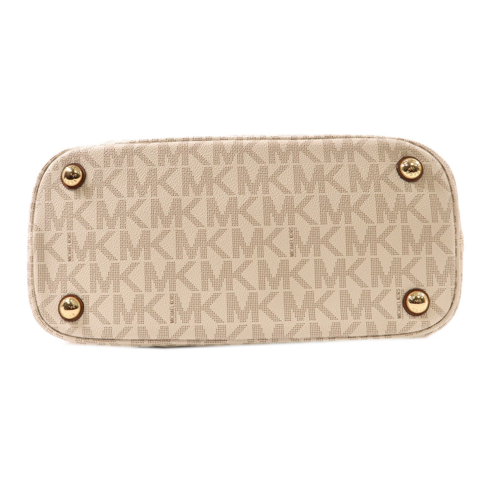 Michael Kors 塗層帆布Shoulder Tote金扣肩背袋/手挽袋白色