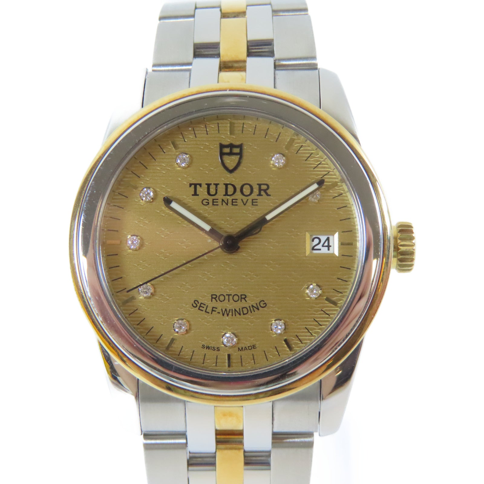TUDOR Glamour Date不鏽鋼/18K黃金手錶自動機芯金色