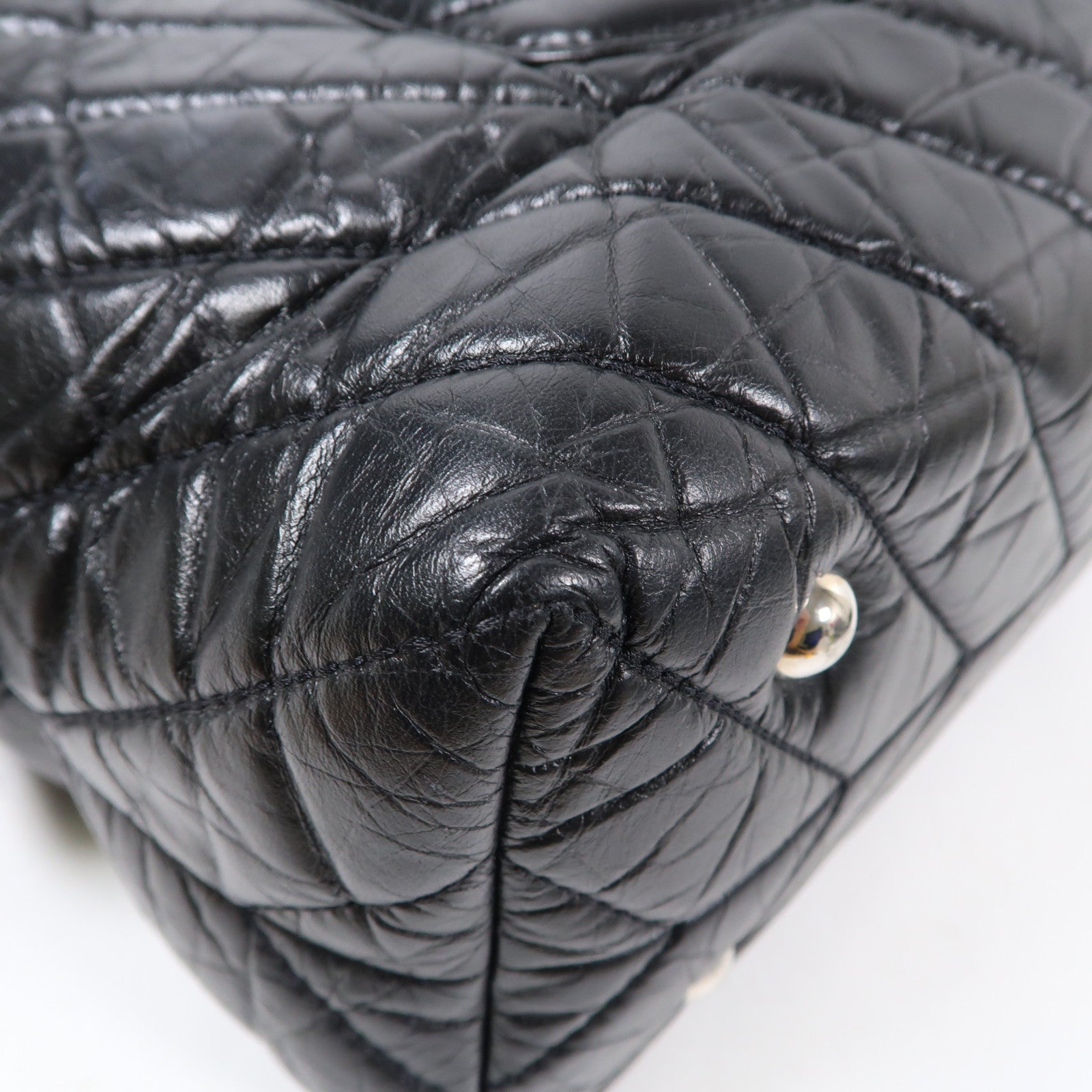 CHANEL 斜紋羊皮皮革Chain Shoulder Bag銀扣鏈帶肩背袋黑色