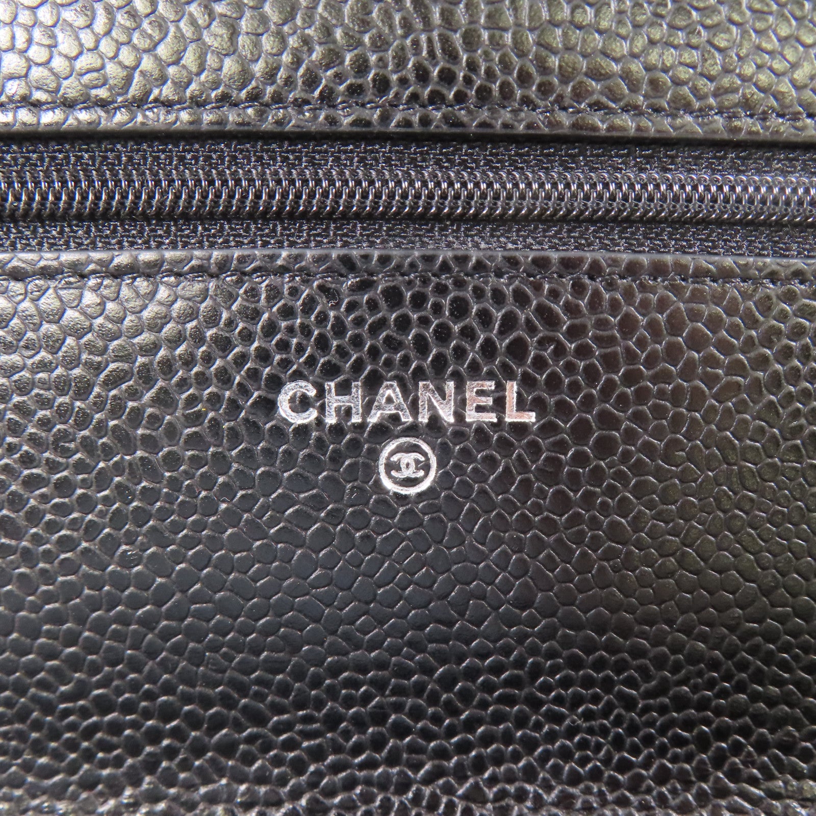 CHANEL 牛皮皮革Wallet On Chain銀扣鏈帶肩背袋黑色
