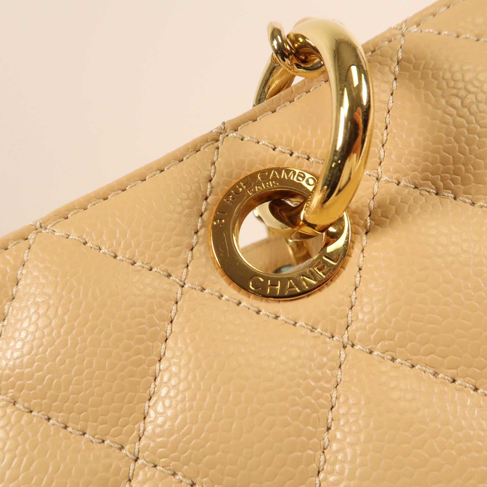 CHANEL 牛皮皮革Grand Shopping Tote金扣鏈帶肩背袋
