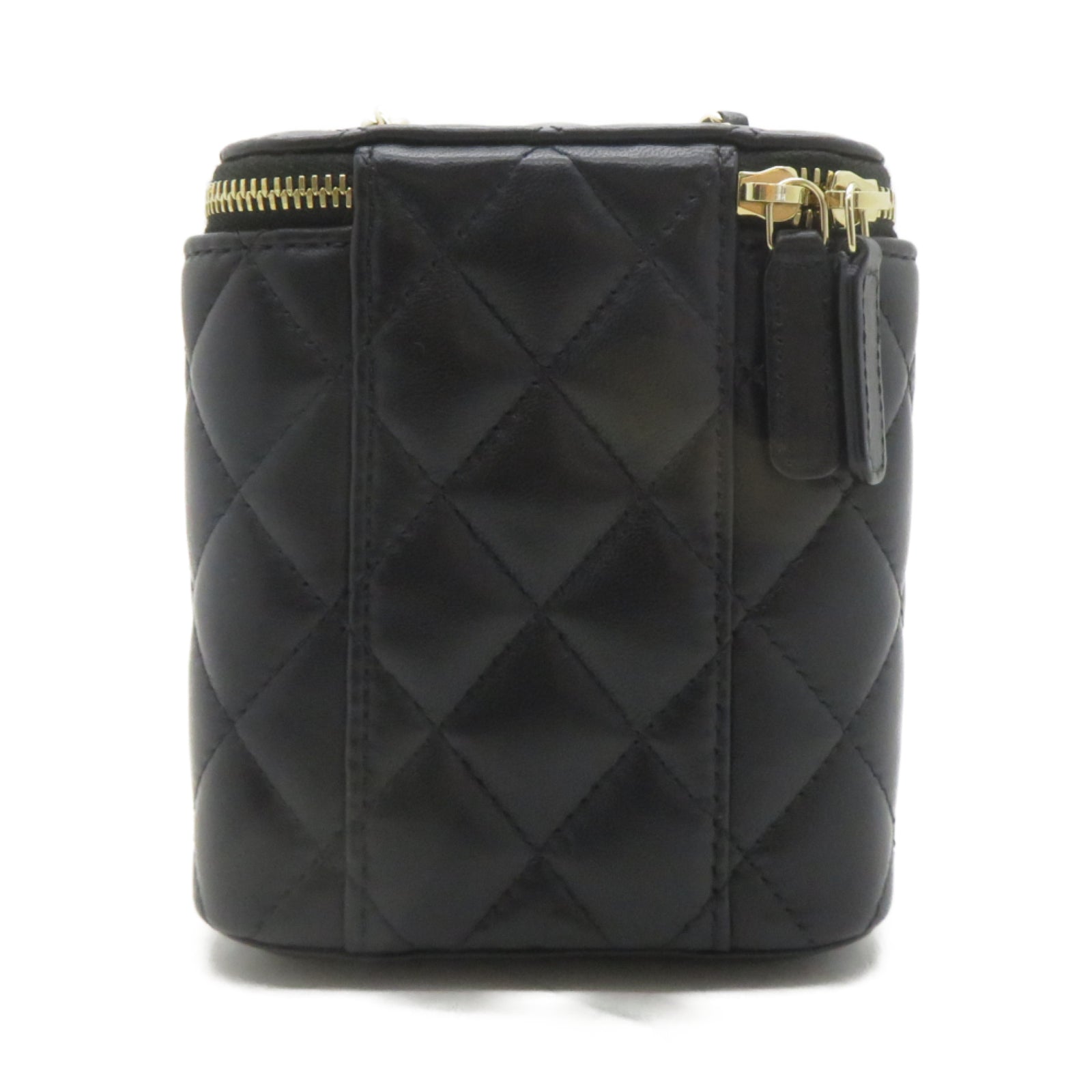 CHANEL 【激減優惠】菱格羊皮皮革Vanity Case金扣鏈帶肩背袋黑色