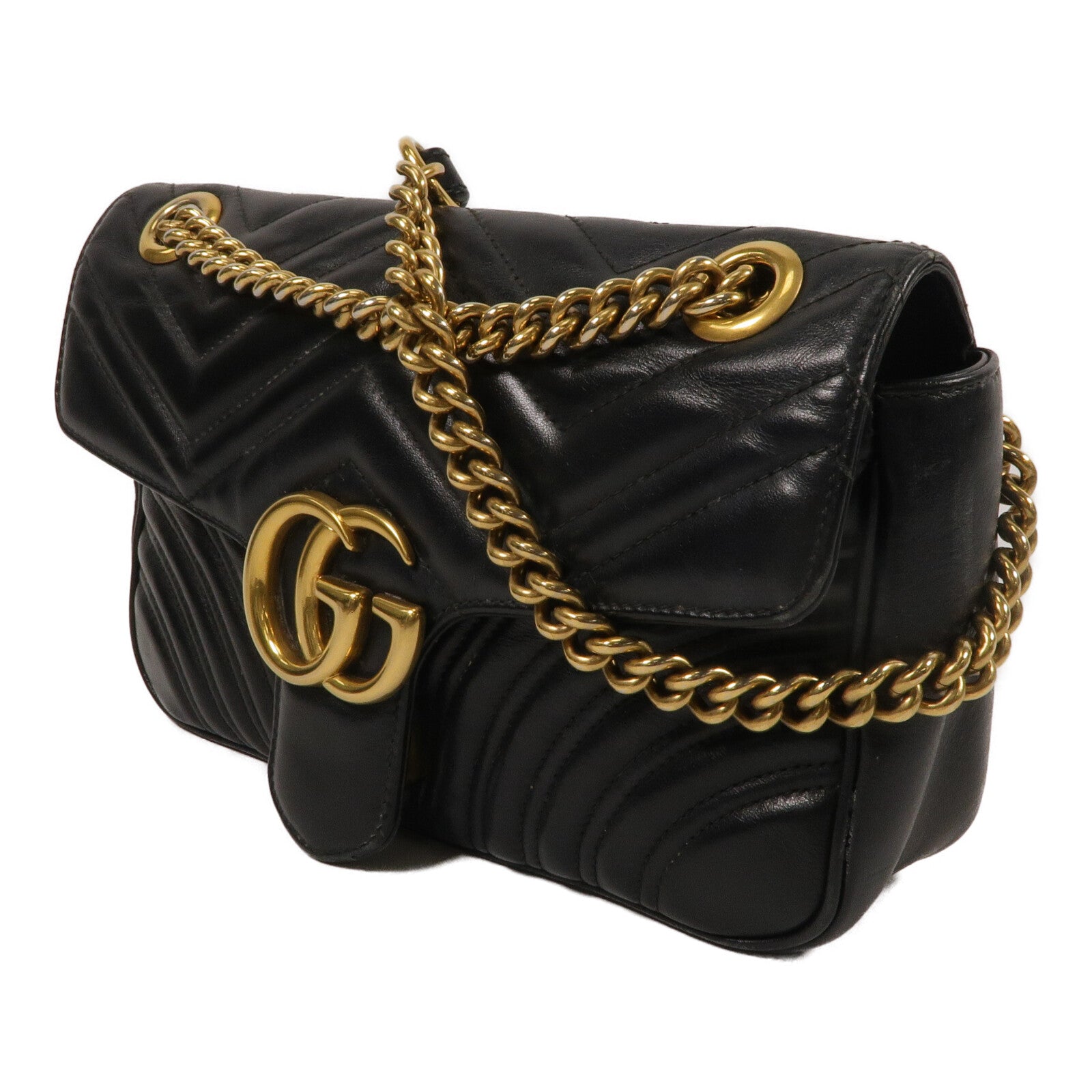 GUCCI 牛皮皮革GG Marmont鏈帶肩背袋