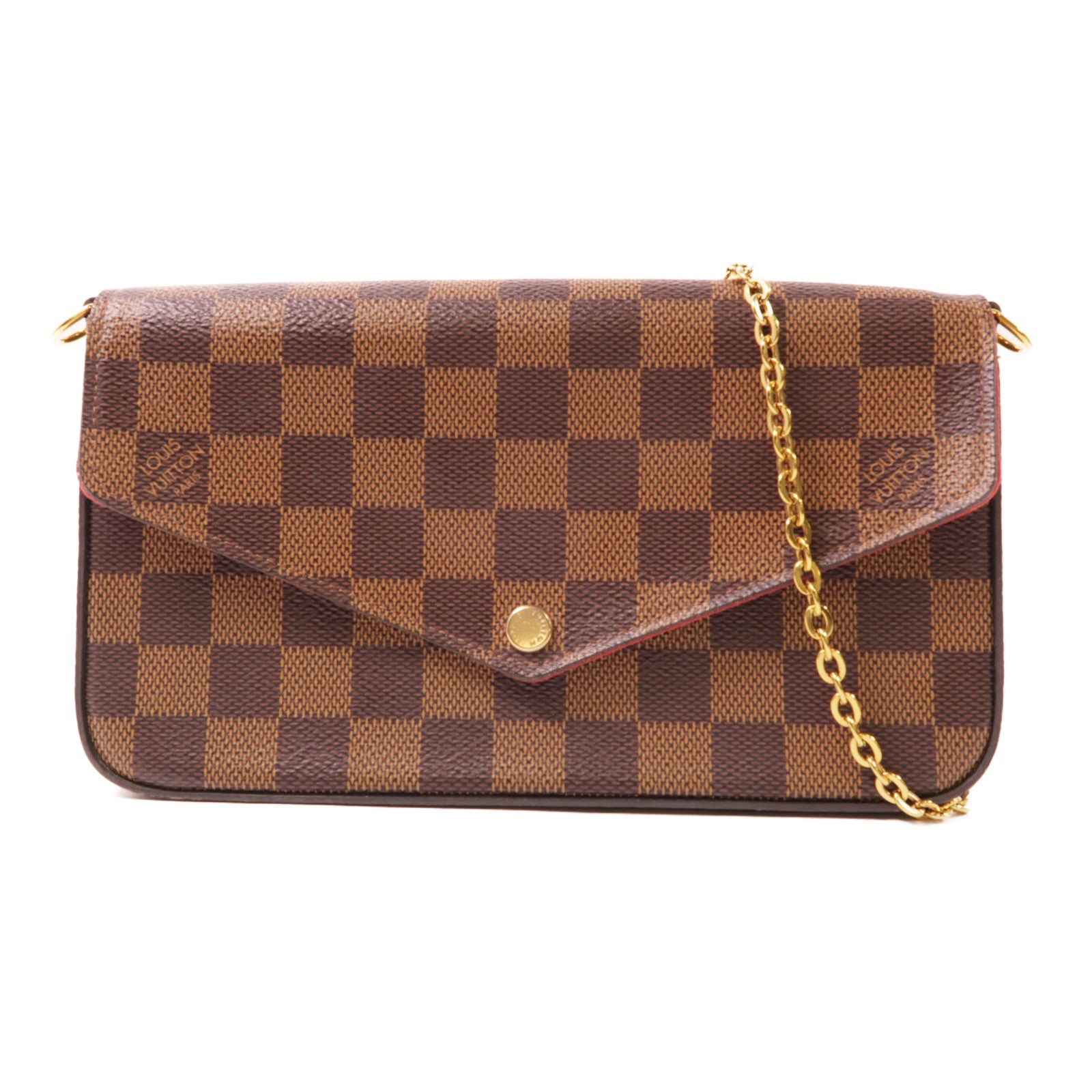 LOUIS VUITTON Damier Felice Pochette金扣鏈帶肩背袋