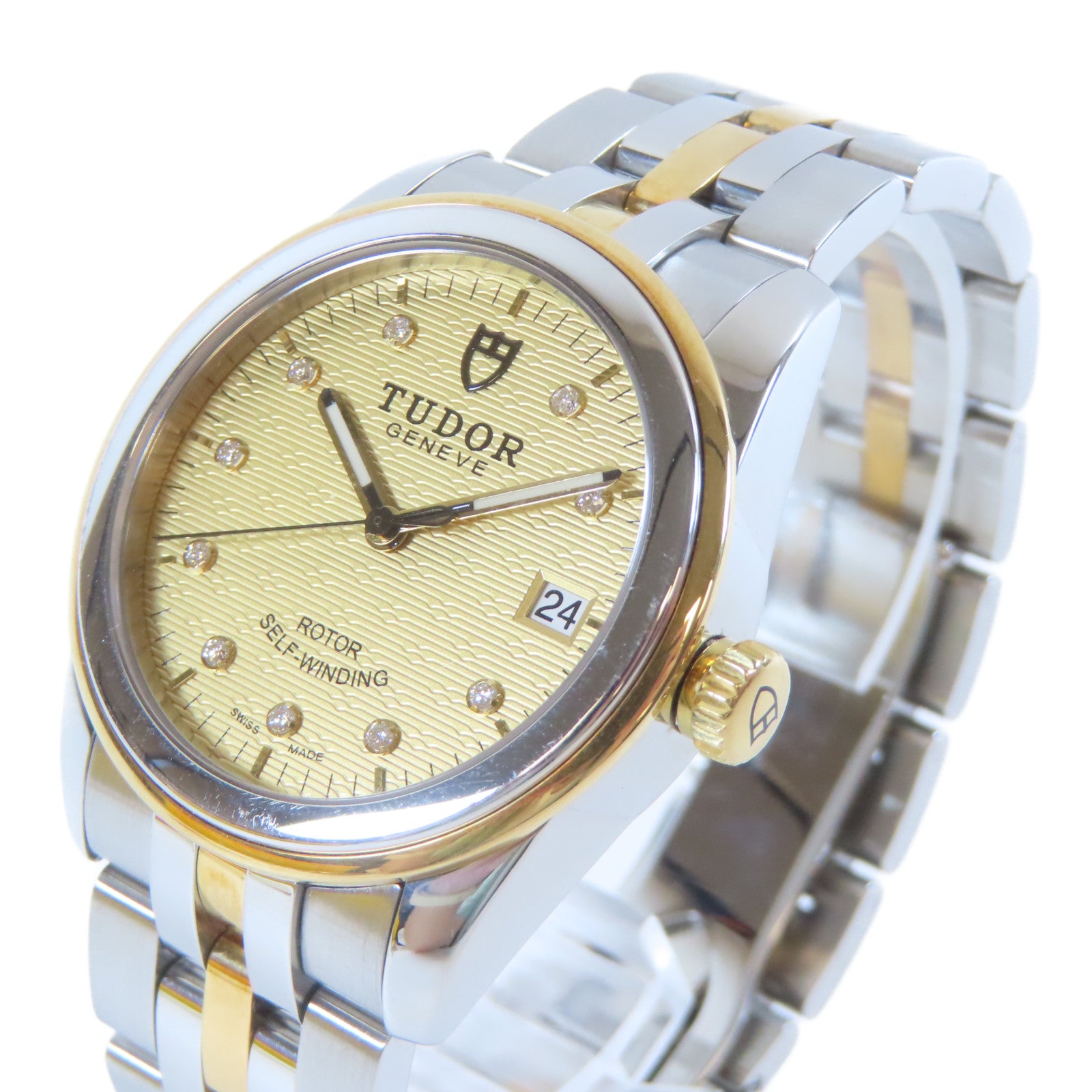 TUDOR Glamour Date不鏽鋼/18K黃金手錶自動機芯金色