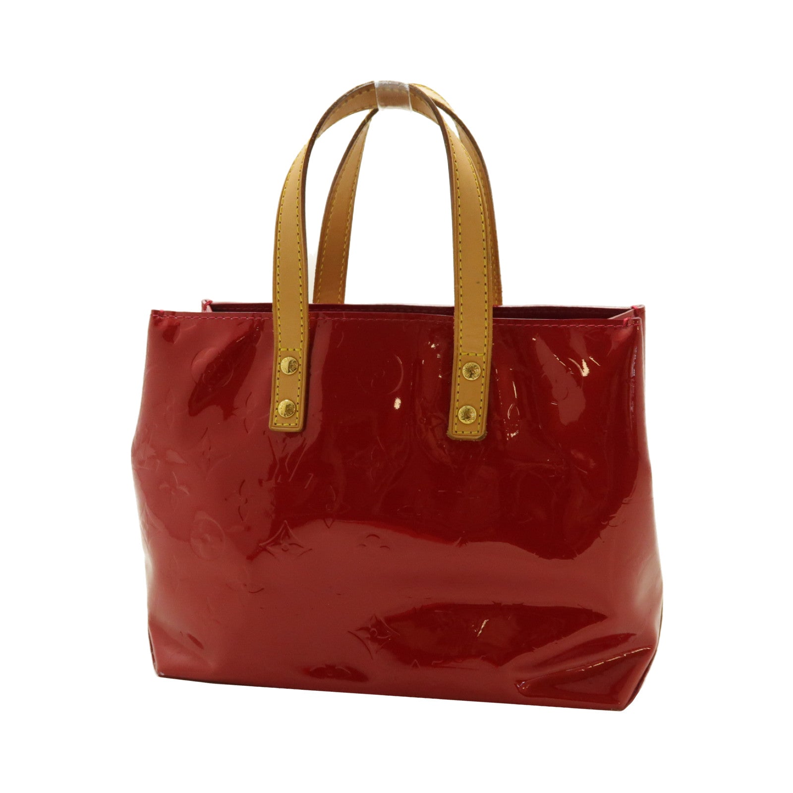 LOUIS VUITTON Vernis Reade PM金扣手挽袋紅色