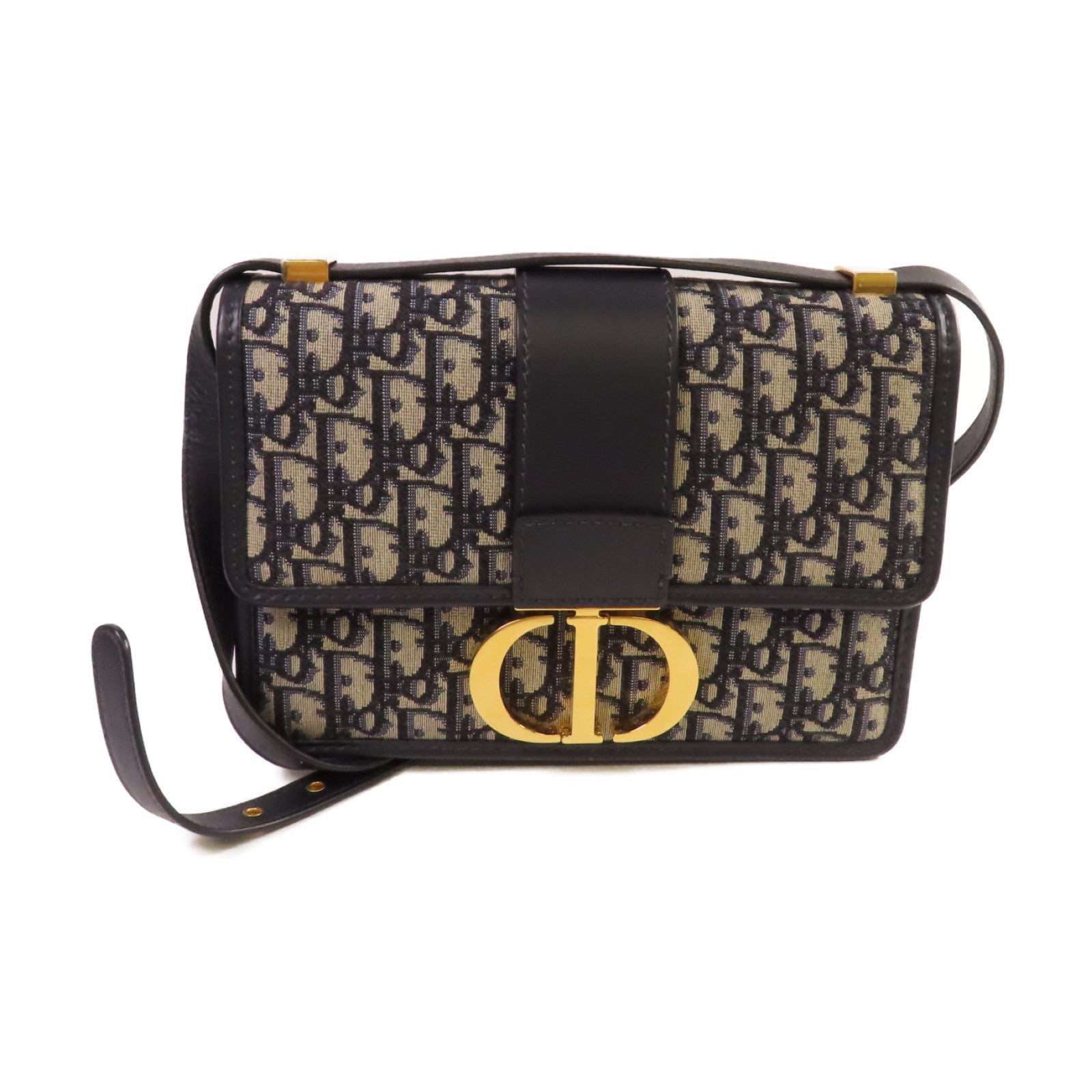Dior Oblique帆布30 Montaigne Shoulder Bag金扣肩背袋寶藍色