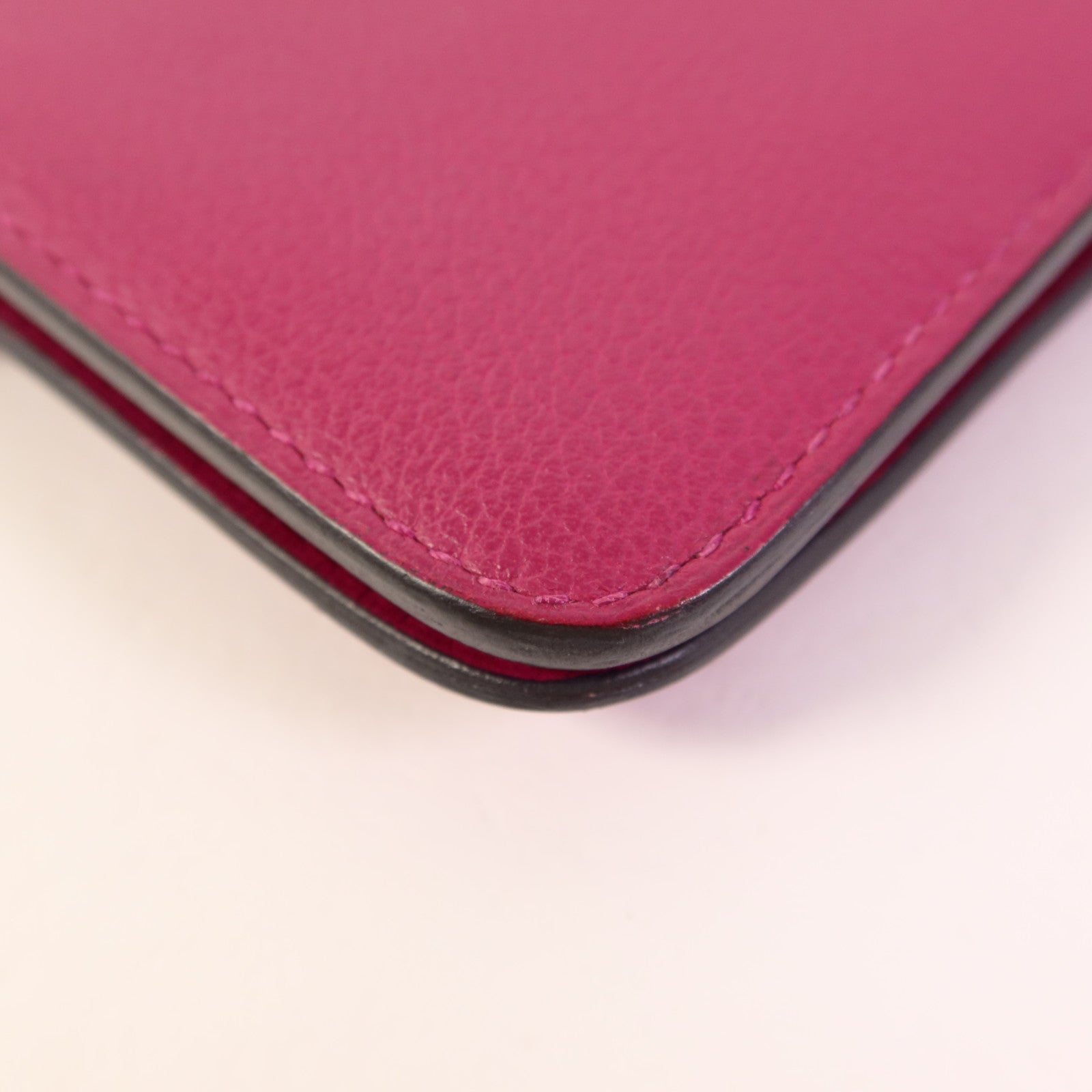 HERMES Evercolor皮革Dogon Compact Bifold Wallet銀扣錢包Rose Pourpre