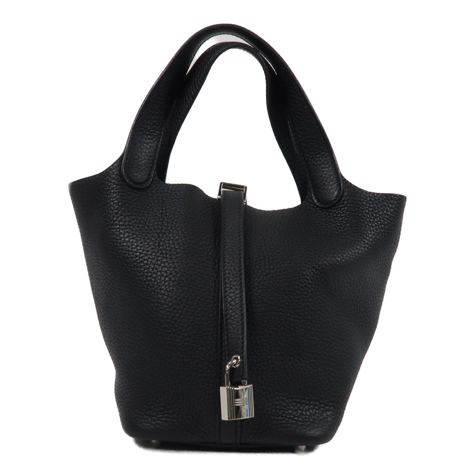 HERMES Clemence皮革Picotin PM手挽袋Noir