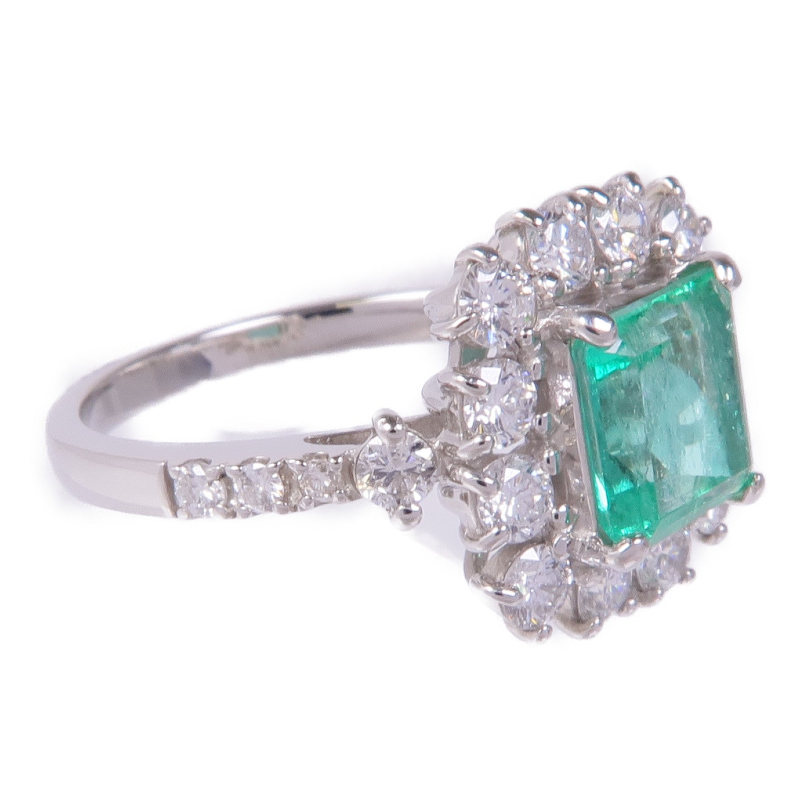 JEWELRY PT950鉑金Emerald Diamond Ring綠寶石/鑽石戒指US#5.5