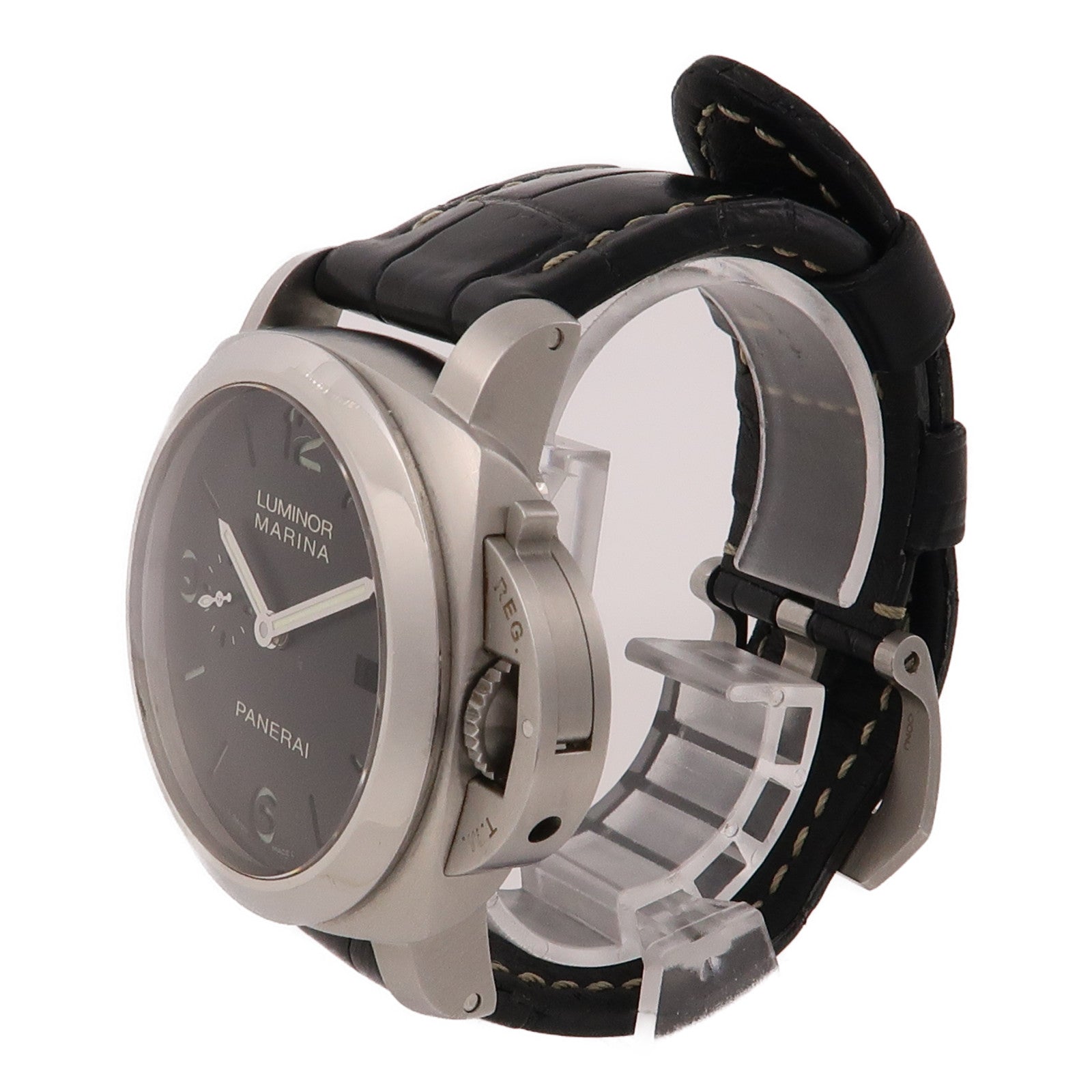 PANERAI Luminor Marina 1950不鏽鋼/皮革帶手錶自動機芯黑色