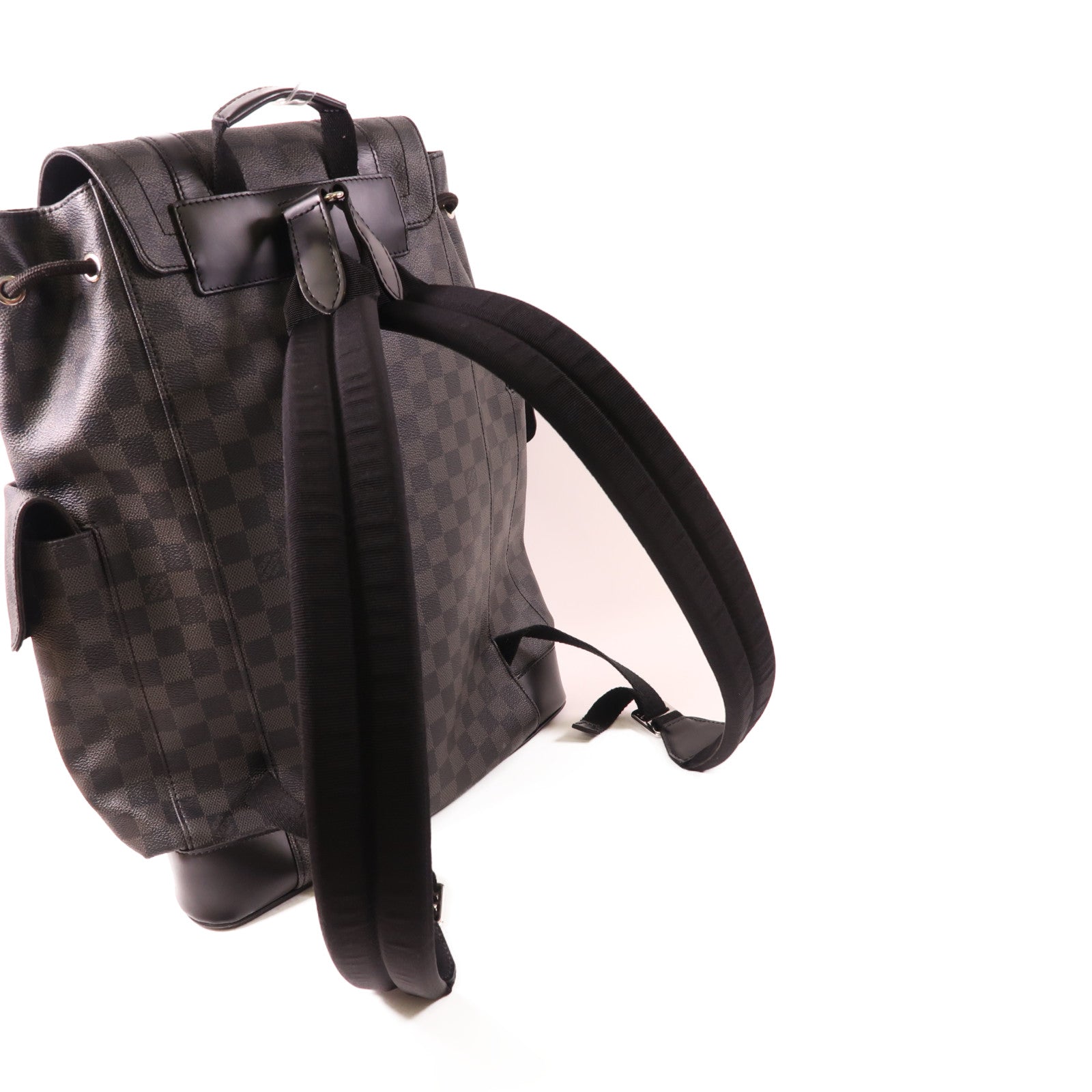 LOUIS VUITTON Damier Graphite Christopher MM銀扣背包色