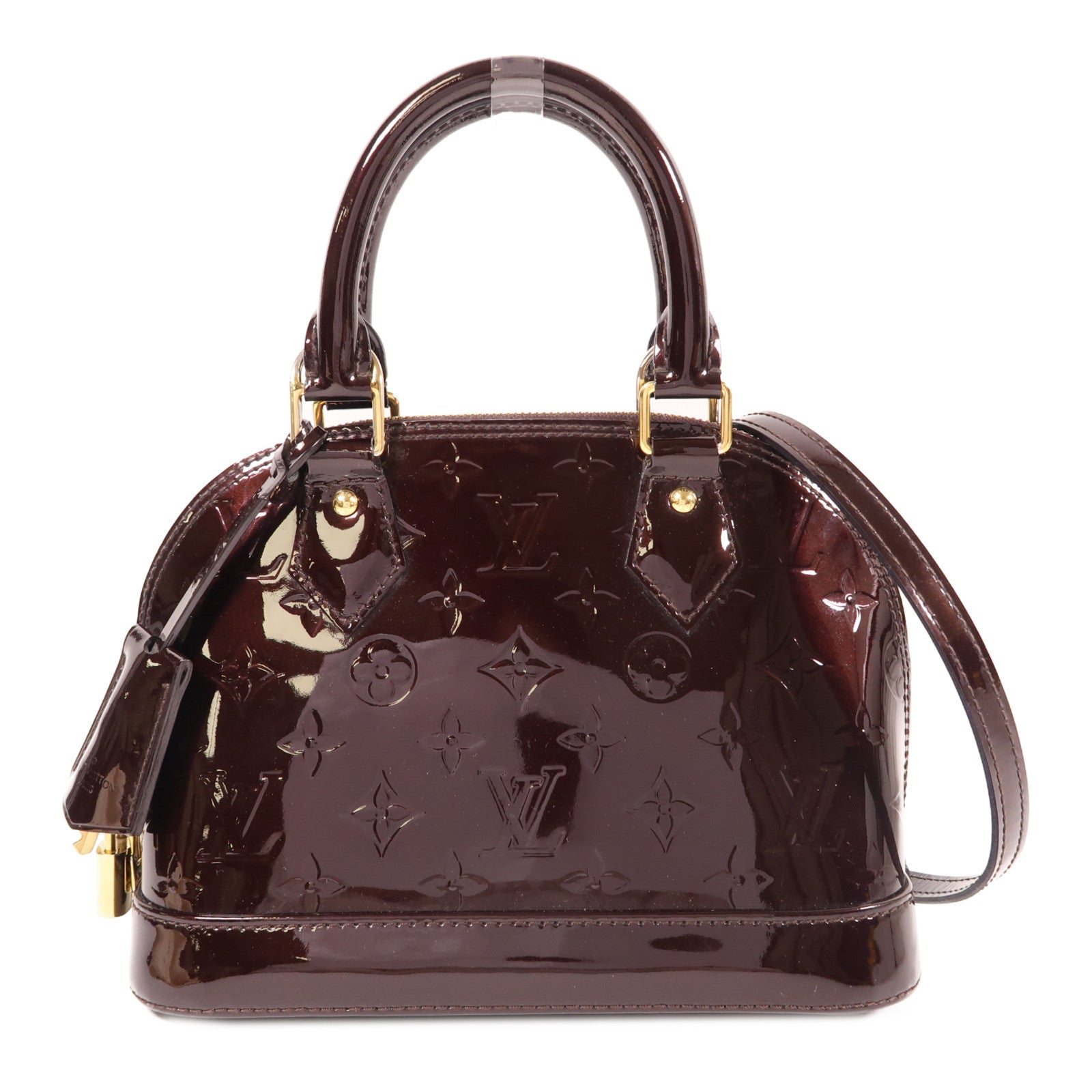 LOUIS VUITTON Vernis Alma BB金扣手挽肩背兩用袋酒紅色