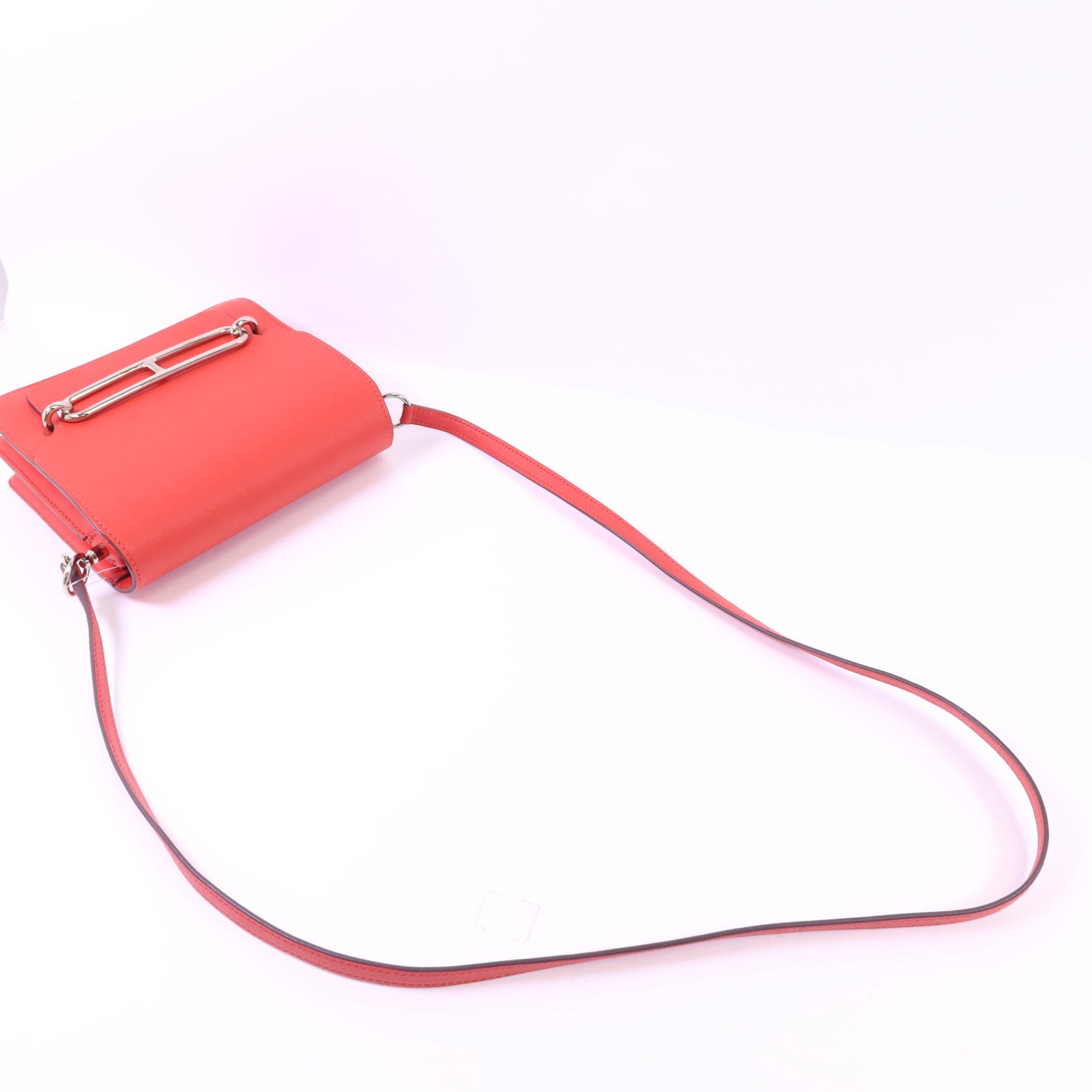 HERMES Evercolor皮革Mini Roulis銀扣肩背袋Rouge Tomate