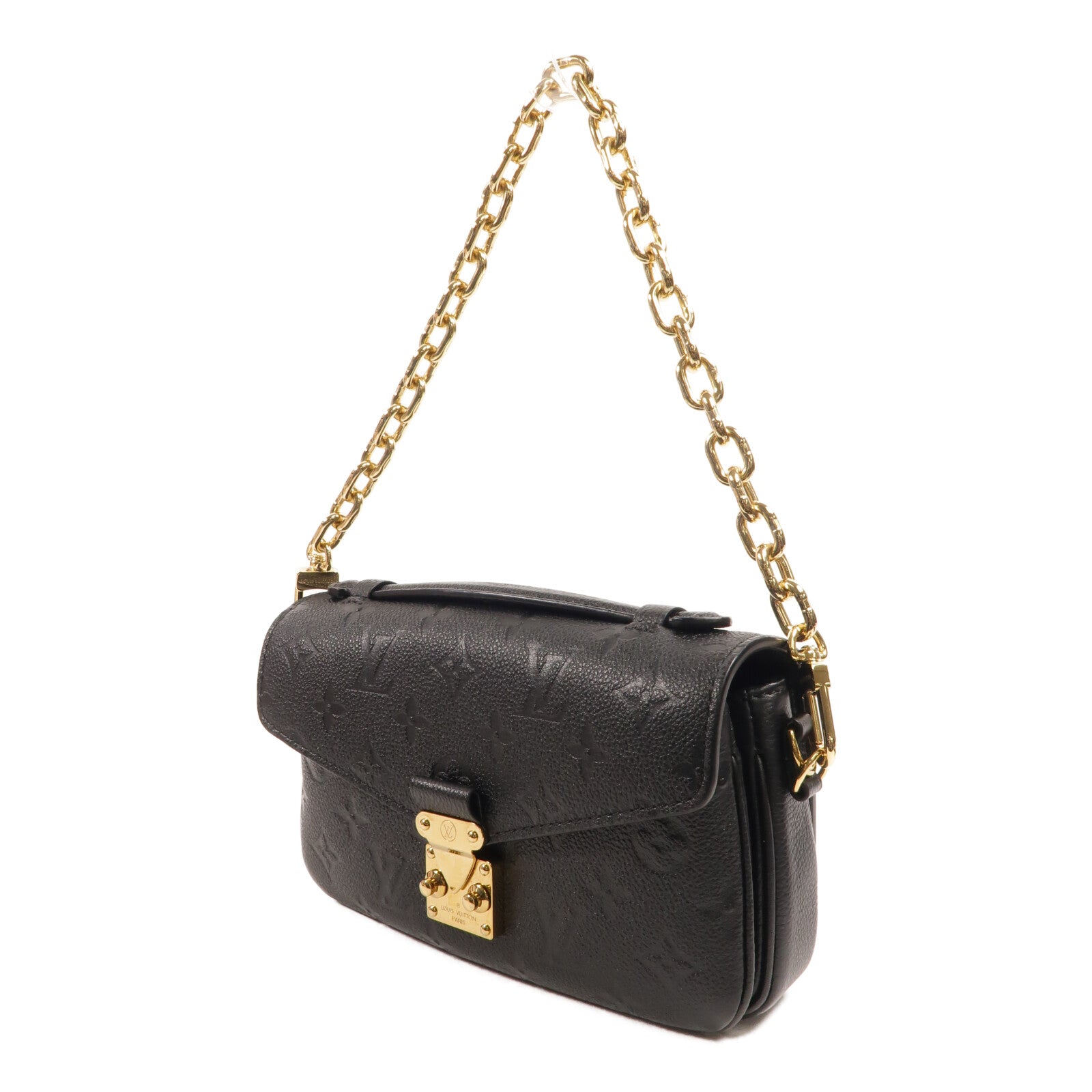 LOUIS VUITTON Monogram Empreinte Pochette Metis East West鏈帶手挽肩背兩用袋