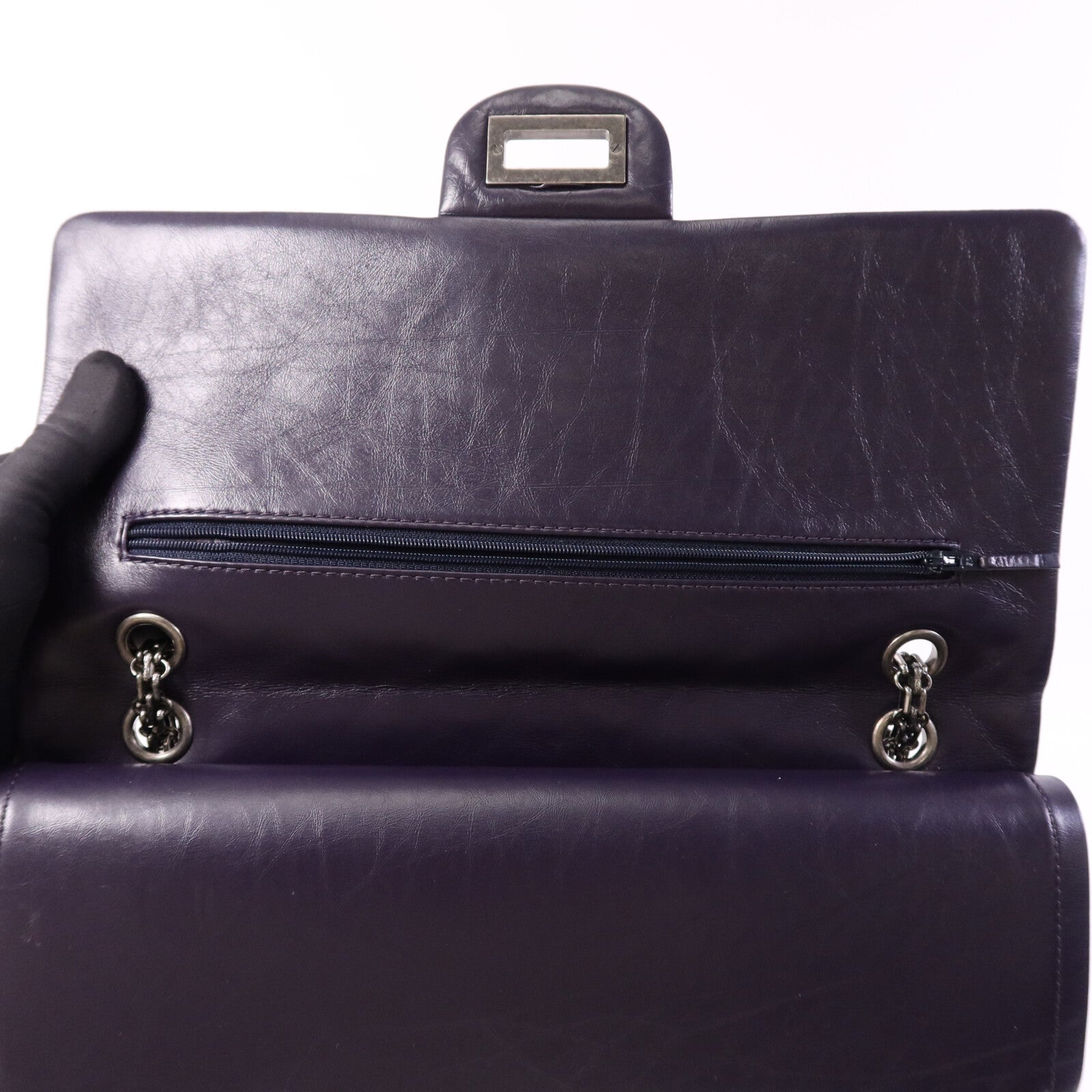 CHANEL 羊皮皮革Chanel 2.55 Large銀扣鏈帶肩背袋