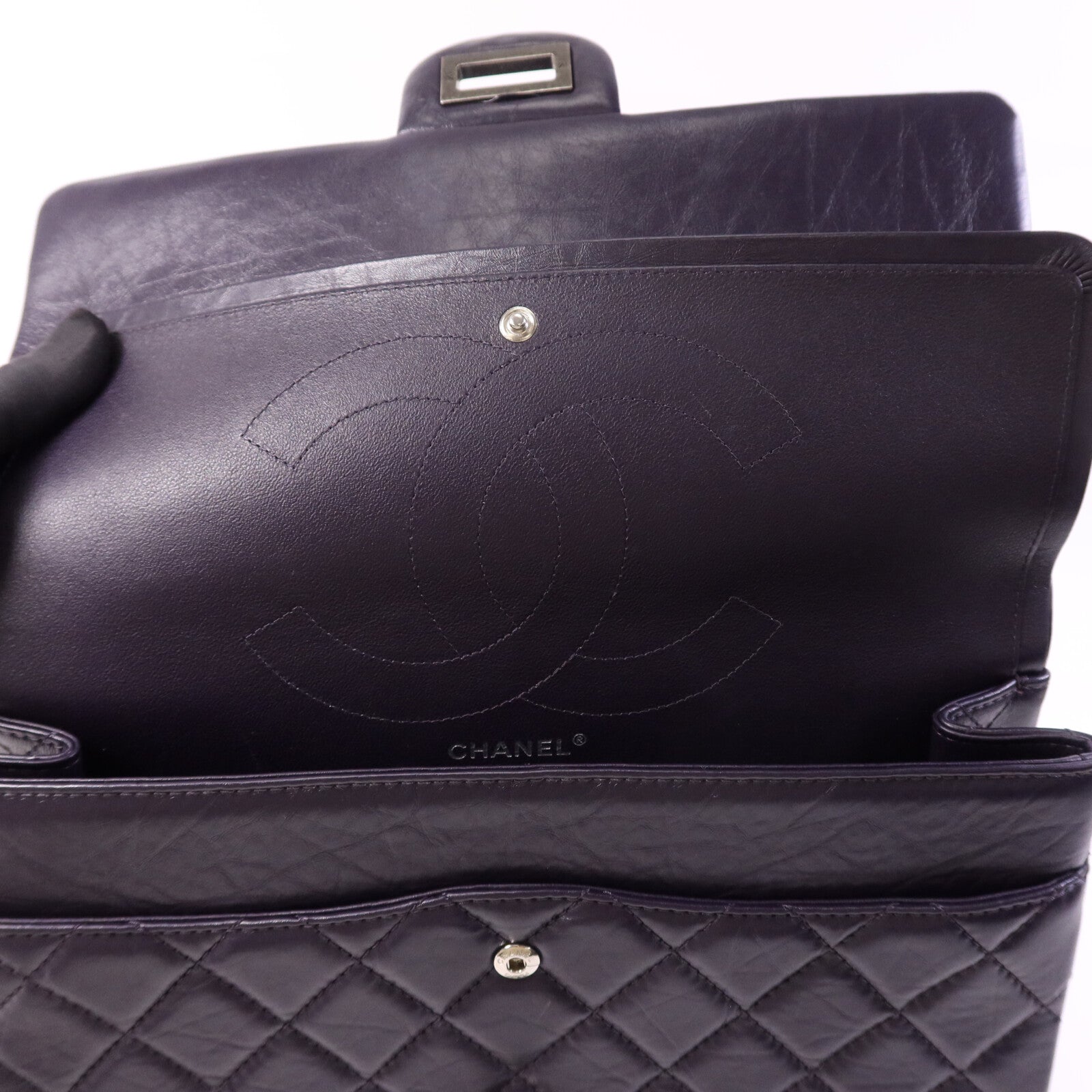 CHANEL 羊皮皮革Chanel 2.55 Large銀扣鏈帶肩背袋