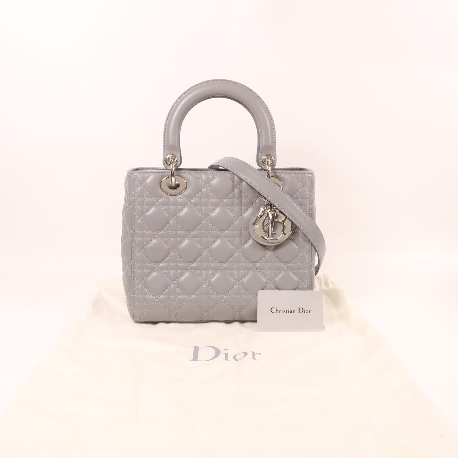 Dior【激減優惠】 羊皮皮革Lady Dior【激減優惠】銀扣手挽肩背兩用袋