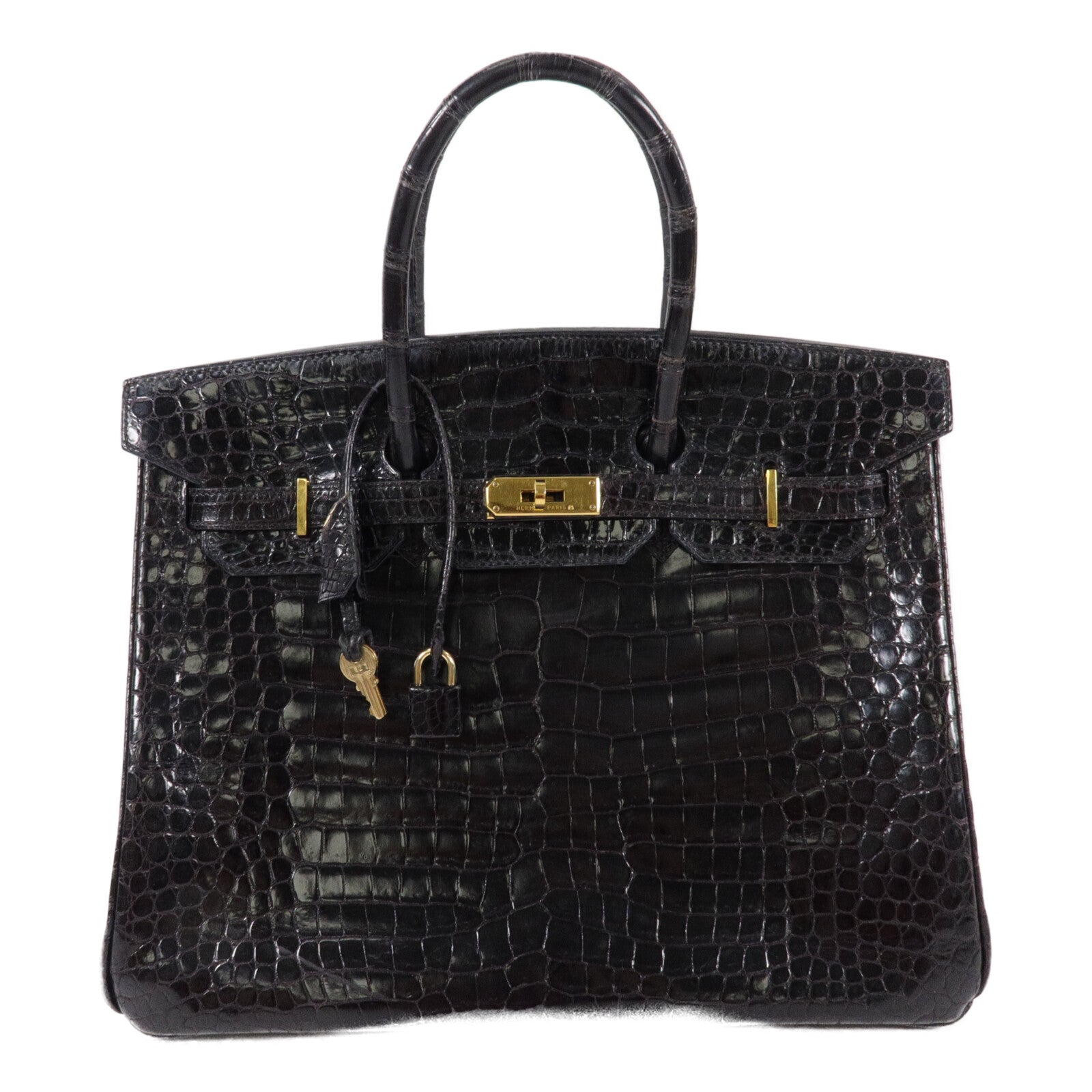 HERMES 鱷魚皮革Birkin 35手挽袋Noir