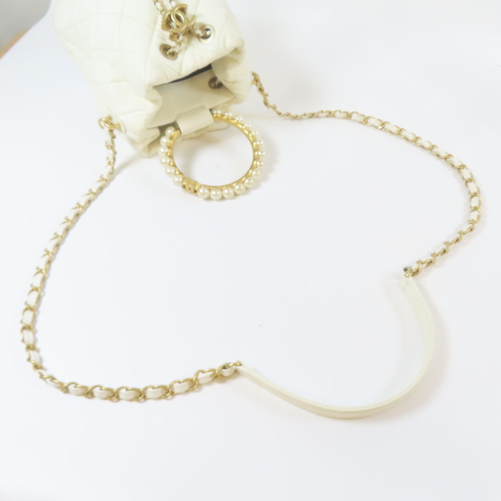 CHANEL 【激減優惠】菱格牛皮皮革Shoulder Bag金扣手挽肩背兩用袋白色