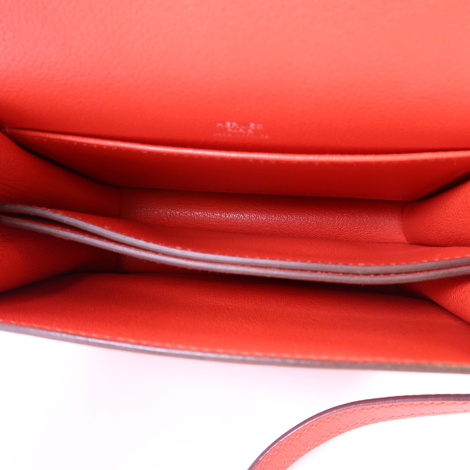 HERMES Evercolor皮革Mini Roulis銀扣肩背袋Rouge Tomate