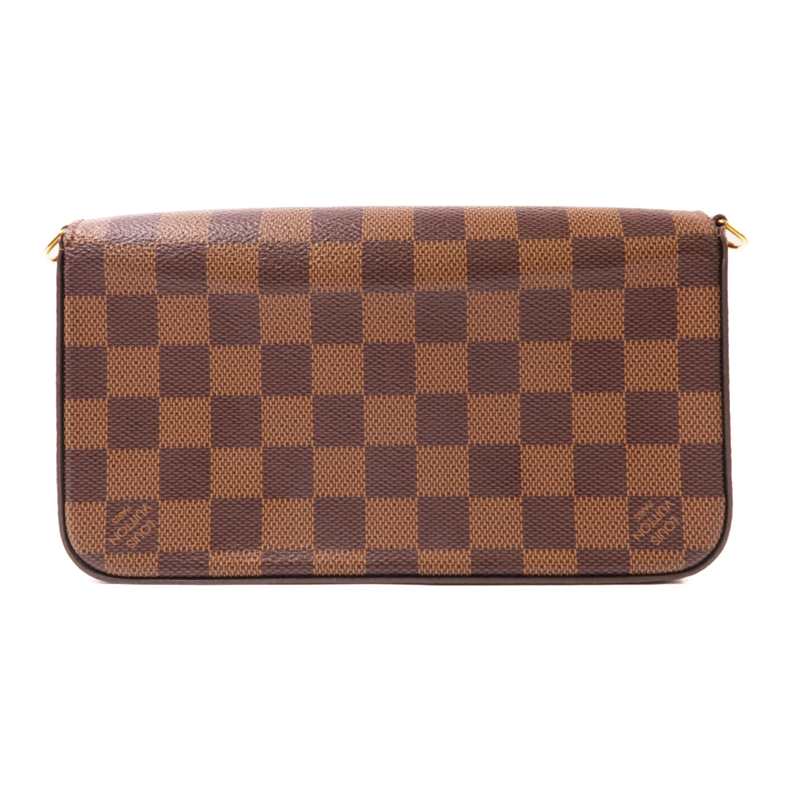 LOUIS VUITTON Damier Felice Pochette金扣鏈帶肩背袋