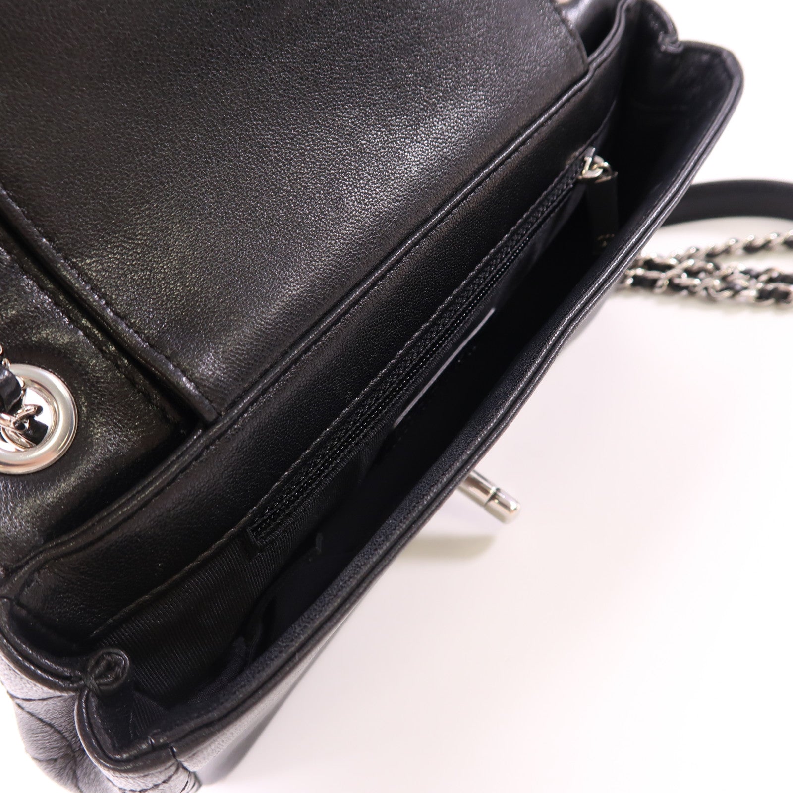 CHANEL CC SHW Chain Shoulder Bag Calfskin Leather Black