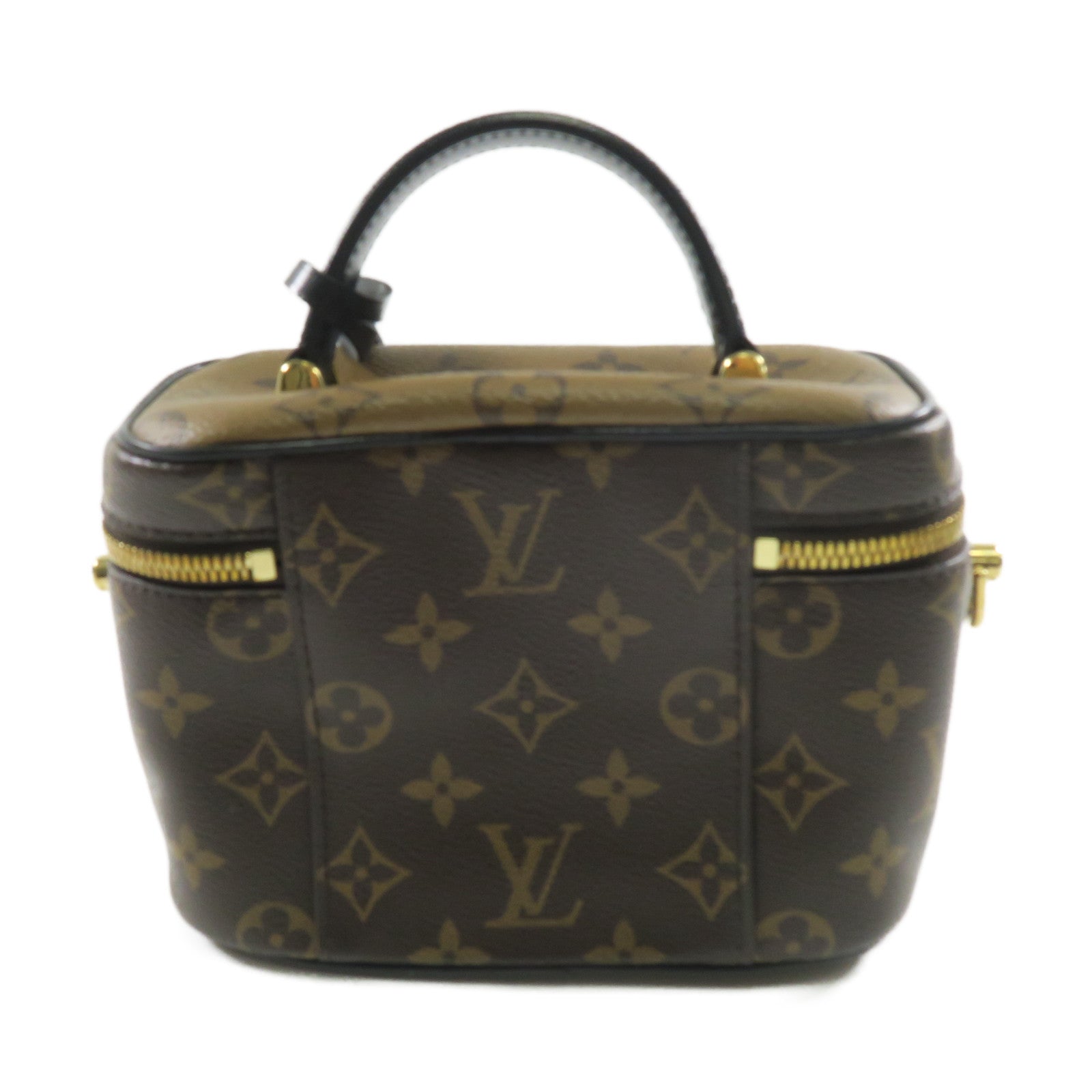 LOUIS VUITTON Monogram Vanity PM金扣鏈帶手挽肩背兩用袋啡色