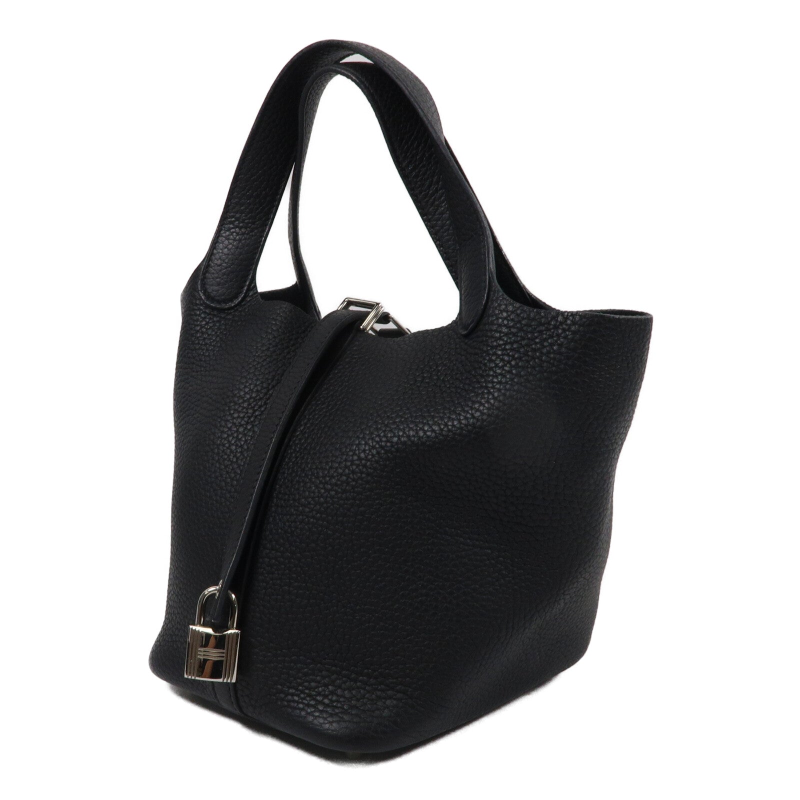 HERMES Clemence皮革Picotin PM手挽袋Noir