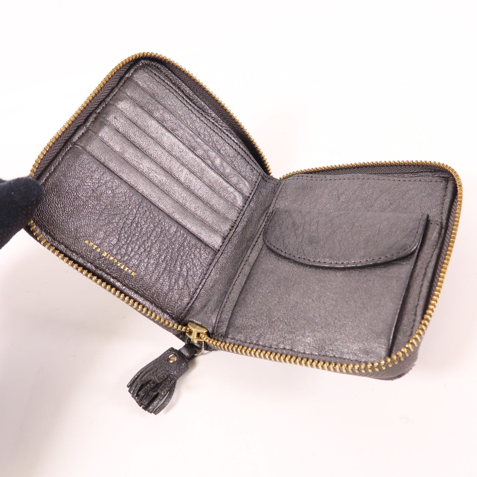 ANYA HINDMARCH 皮革Wallet金扣錢包