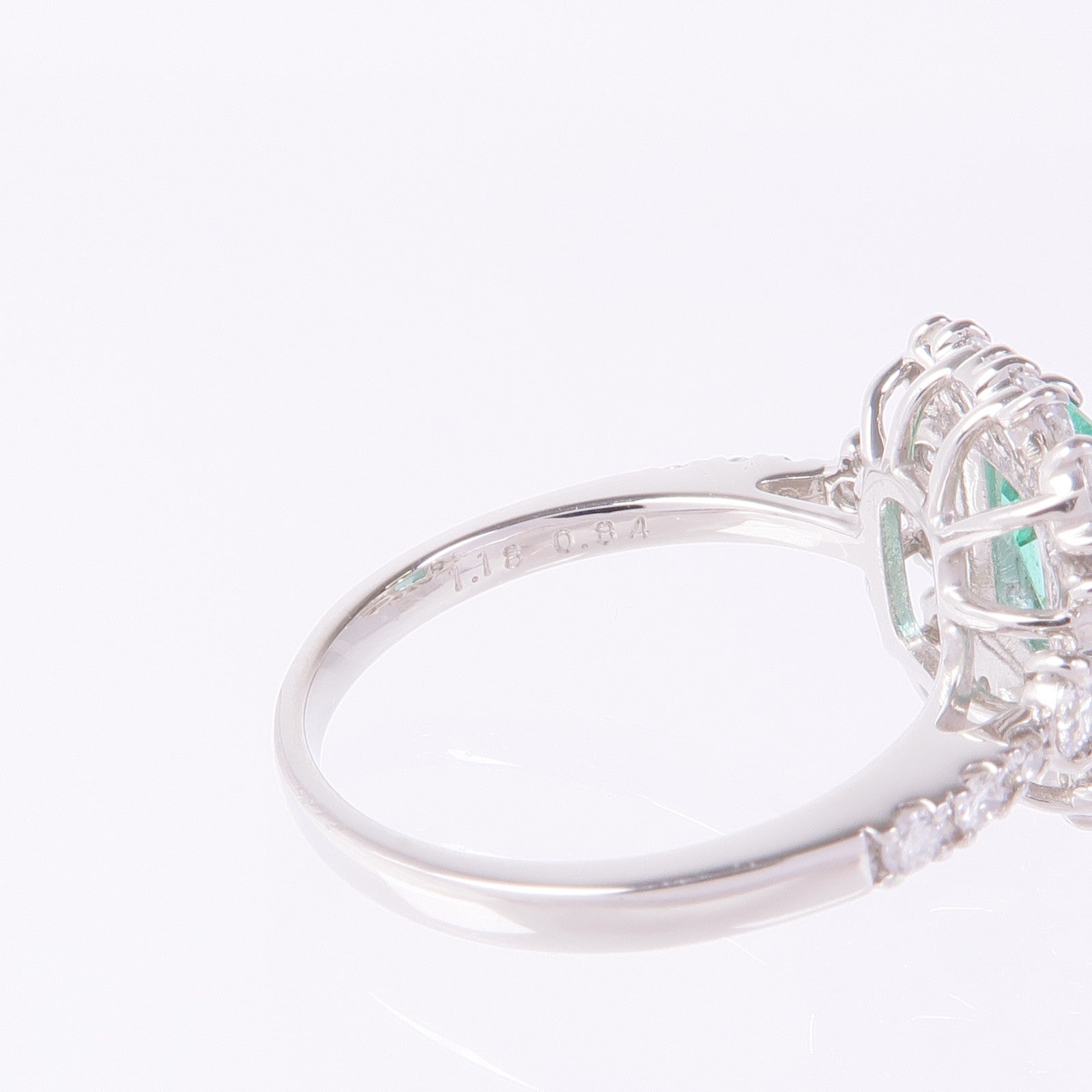 JEWELRY PT950鉑金Emerald Diamond Ring綠寶石/鑽石戒指US#5.5