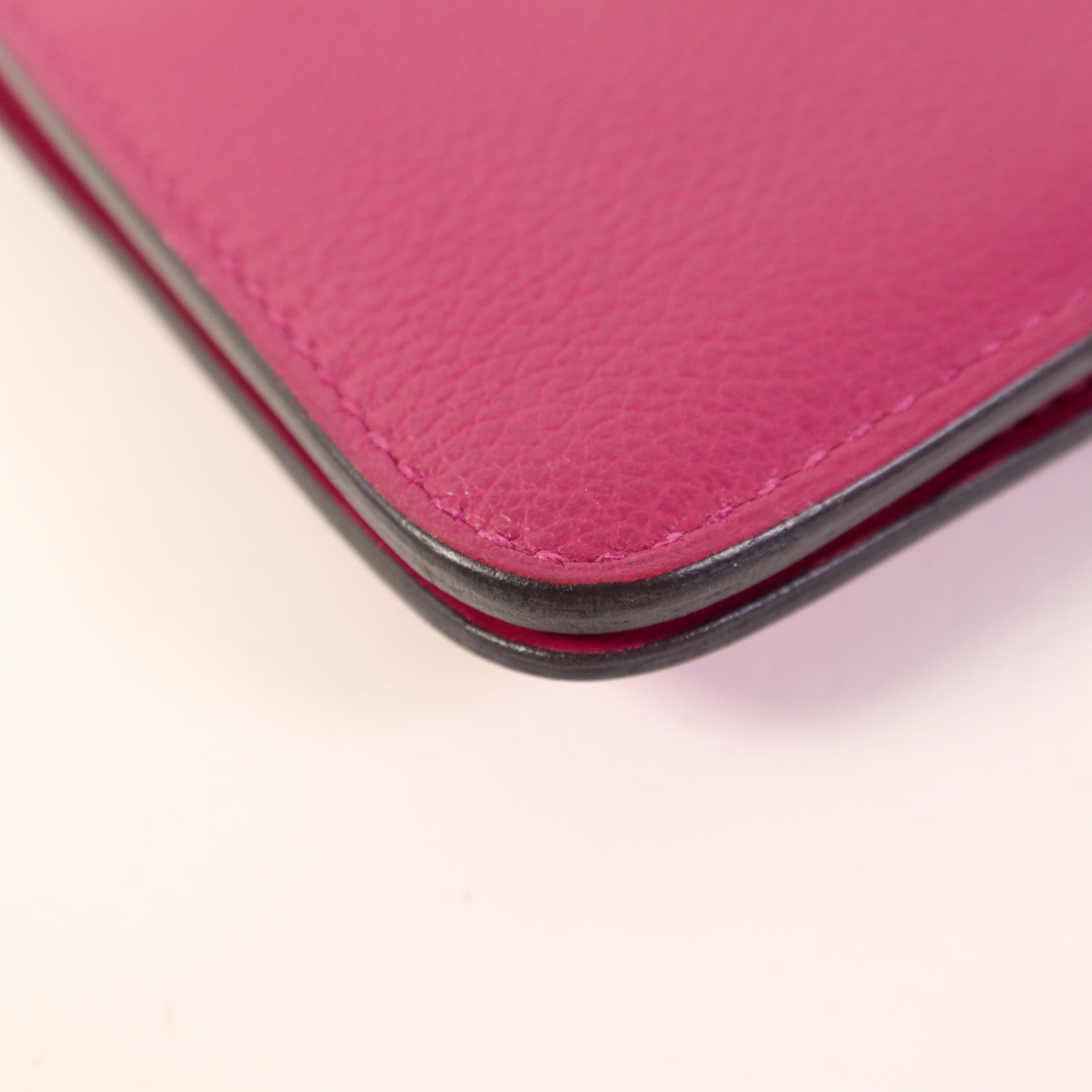 HERMES 【激減優惠】Evercolor皮革Dogon Compact Bifold Wallet銀扣錢包Rose Pourpre