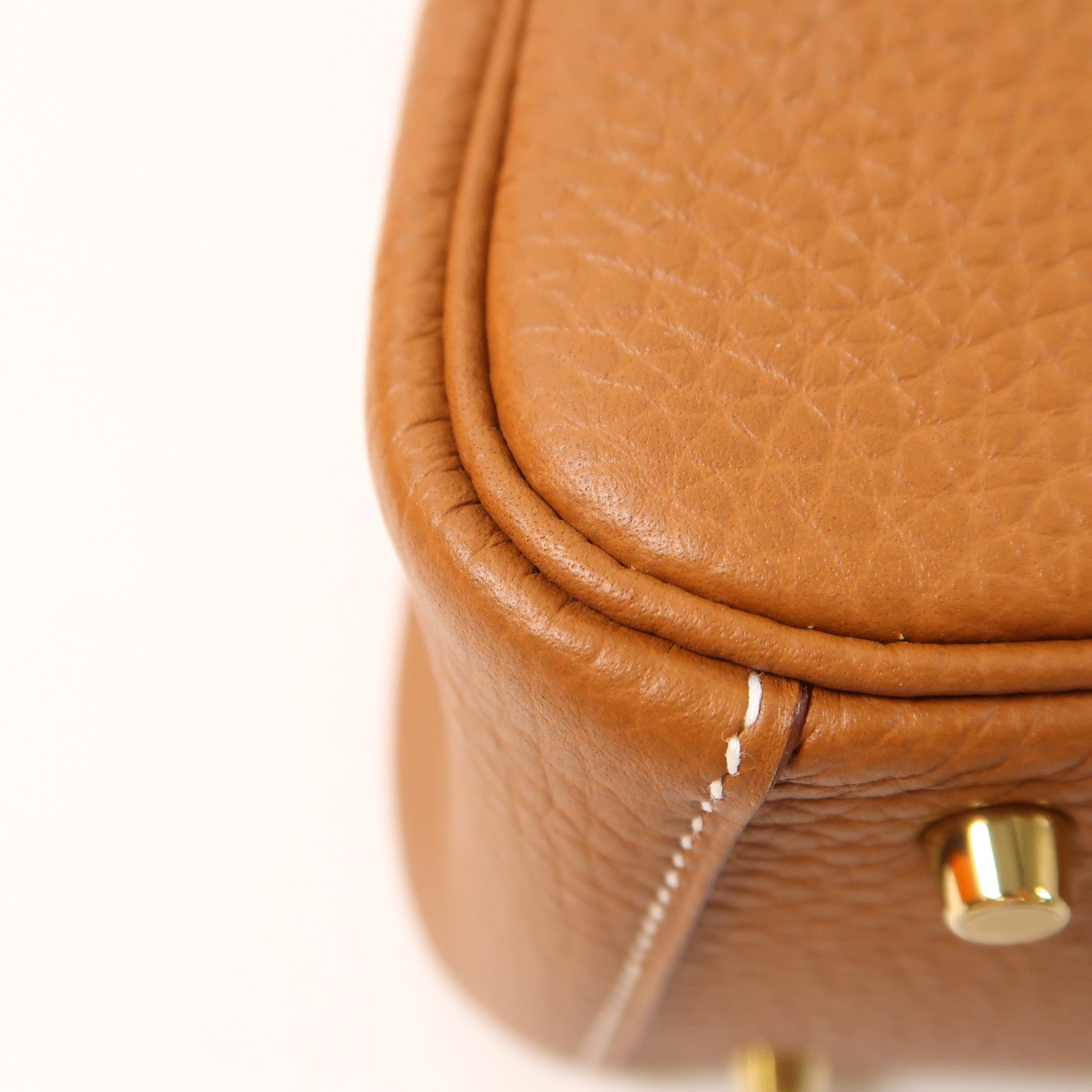 HERMES Clemence皮革Mini Lindy金扣手挽肩背兩用袋Gold啡色