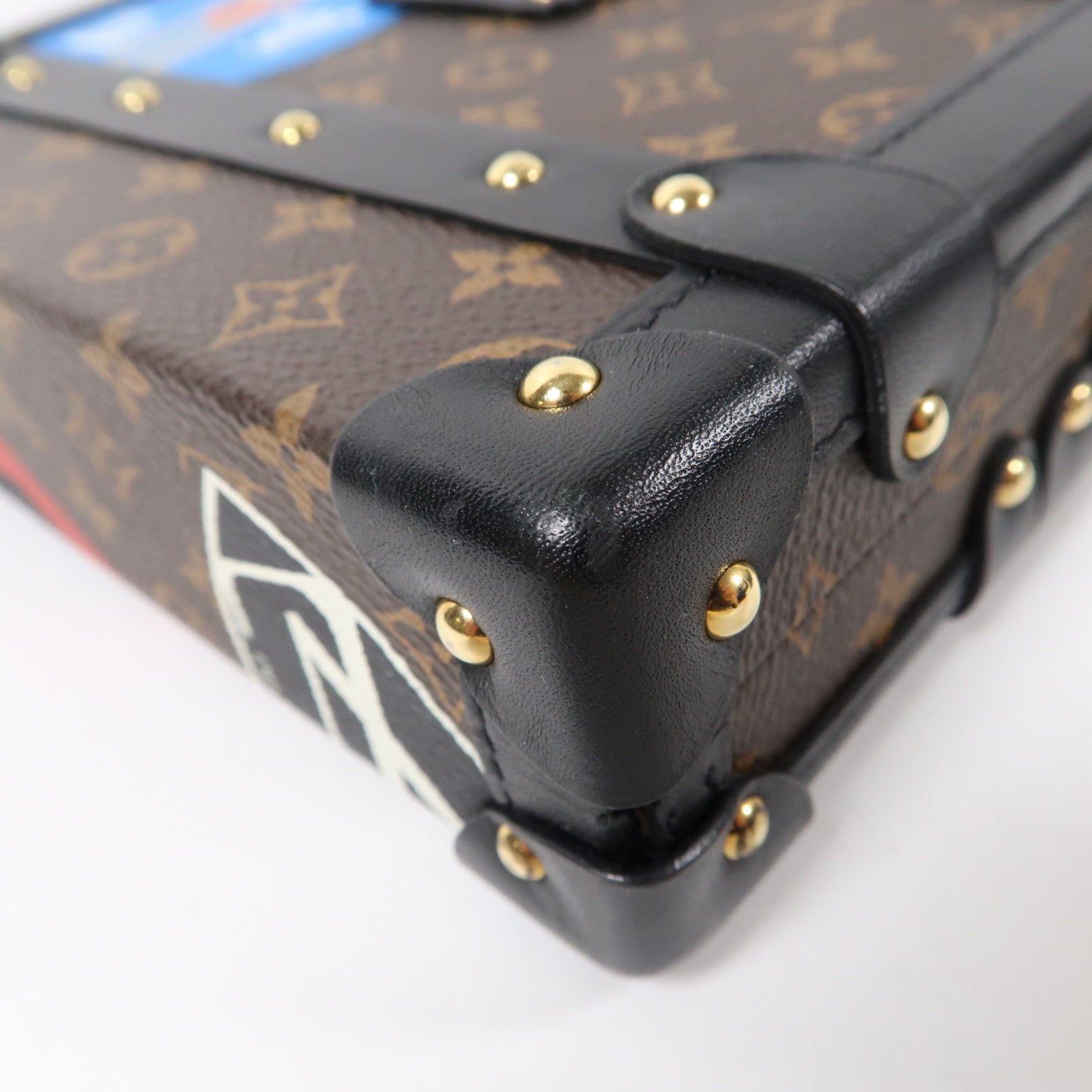 LOUIS VUITTON Monogram Petite Malle金扣肩背袋啡色/黑色