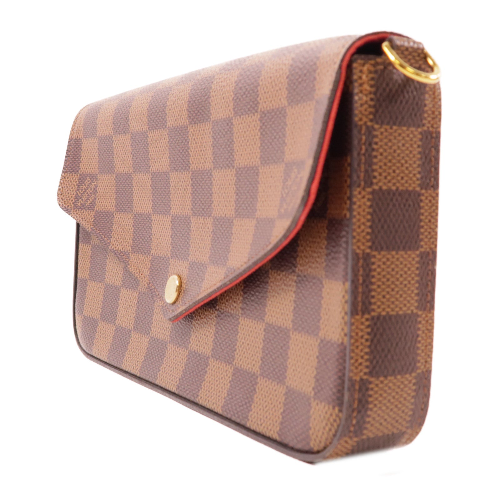 LOUIS VUITTON Damier Felice Pochette金扣鏈帶肩背袋