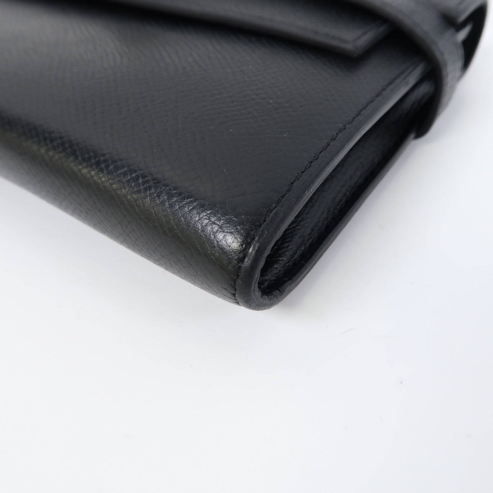 HERMES Epsom皮革Kelly Wallet銀扣長錢包Noir/黑色