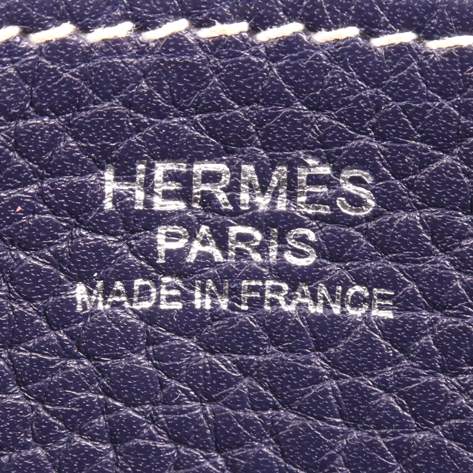 HERMES Clemence皮革Halzan 31銀扣手挽肩背兩用袋Bleu Nuit