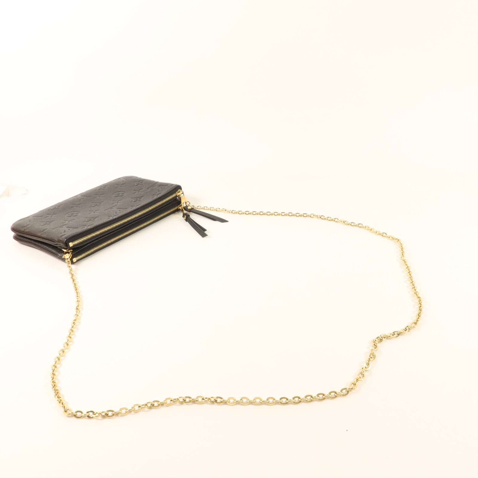 LOUIS VUITTON Monogram Empreinte Double Zip Pochette鏈帶肩背袋