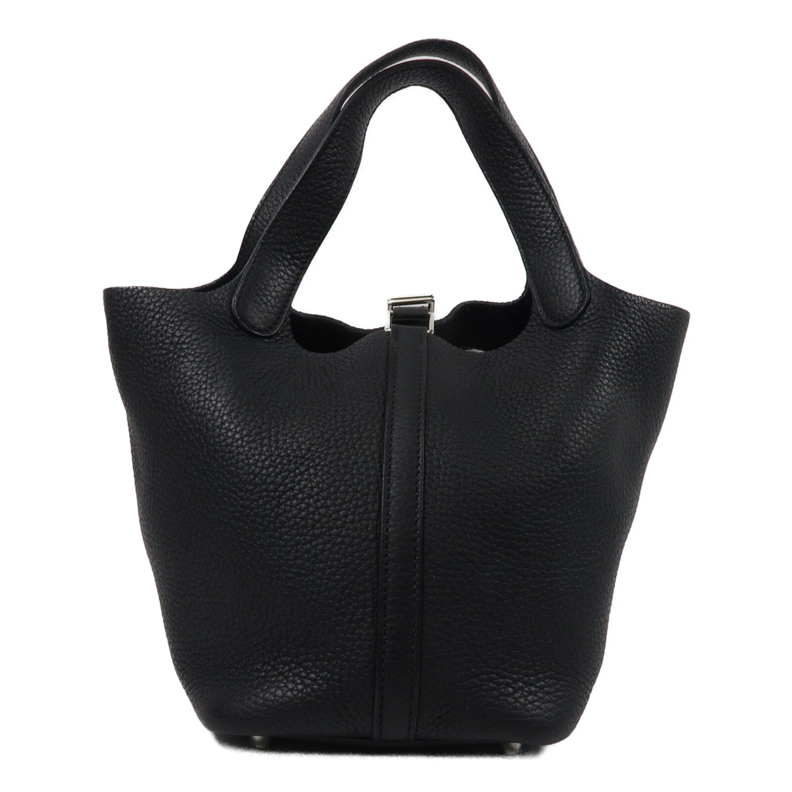 HERMES Clemence皮革Picotin PM手挽袋Noir