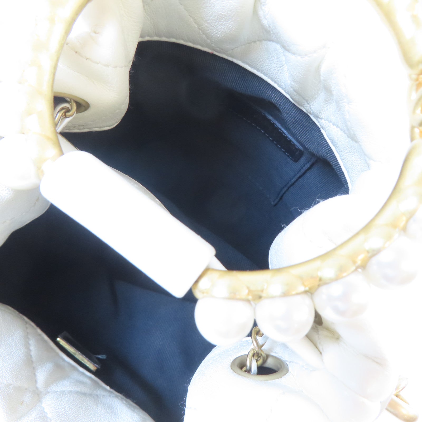 CHANEL 【激減優惠】菱格牛皮皮革Shoulder Bag金扣手挽肩背兩用袋白色