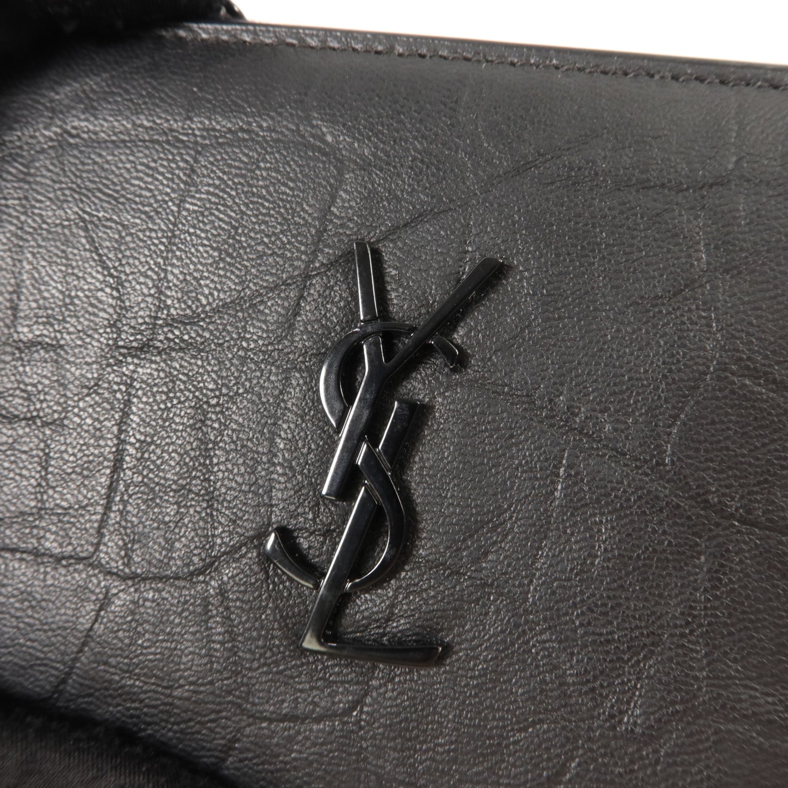 SAINT LAURENT 牛皮皮革Cassandre Crocodile-Embossed Wallet錢包